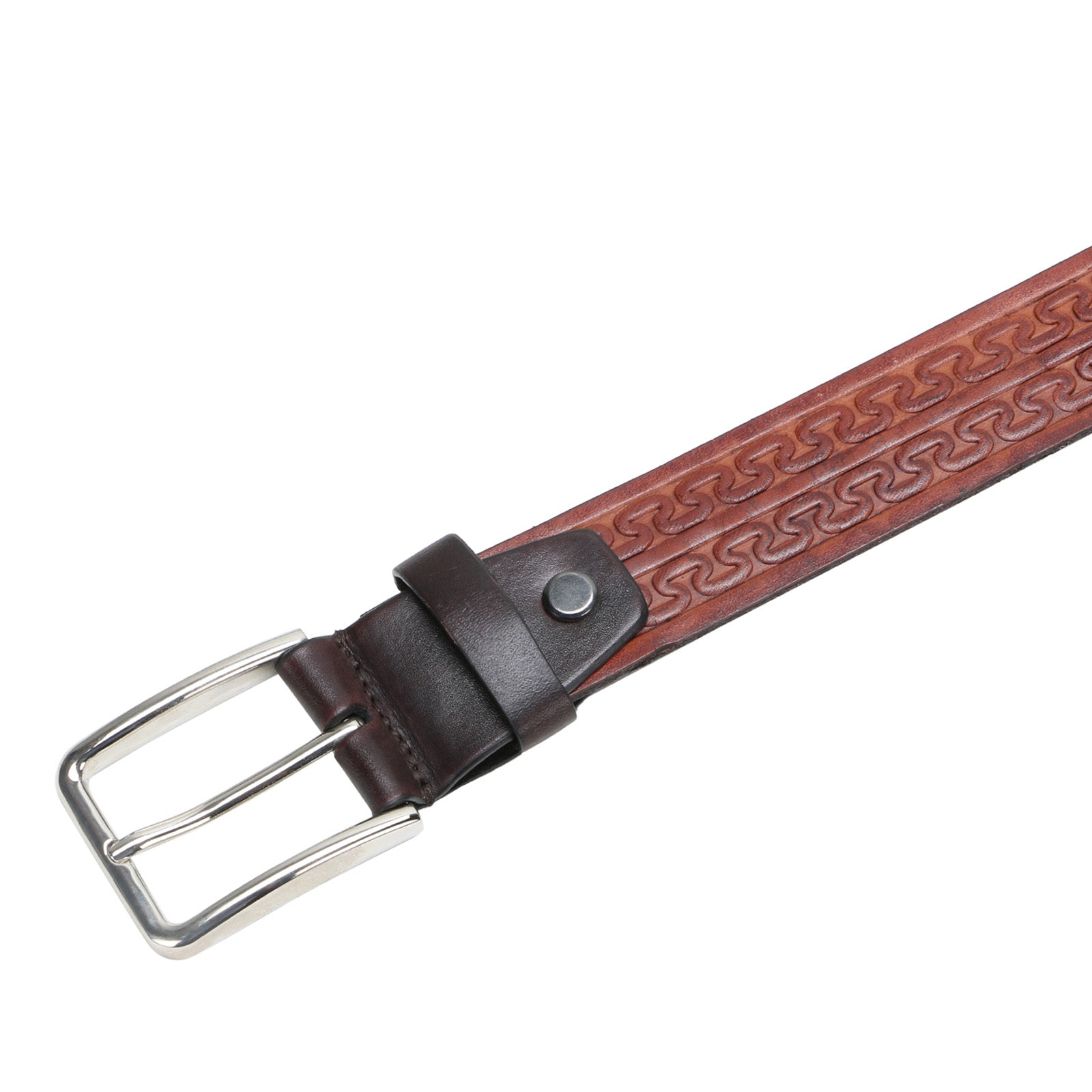 Christiano Hand Crafted Hand Tooled Leather Belt In Brown