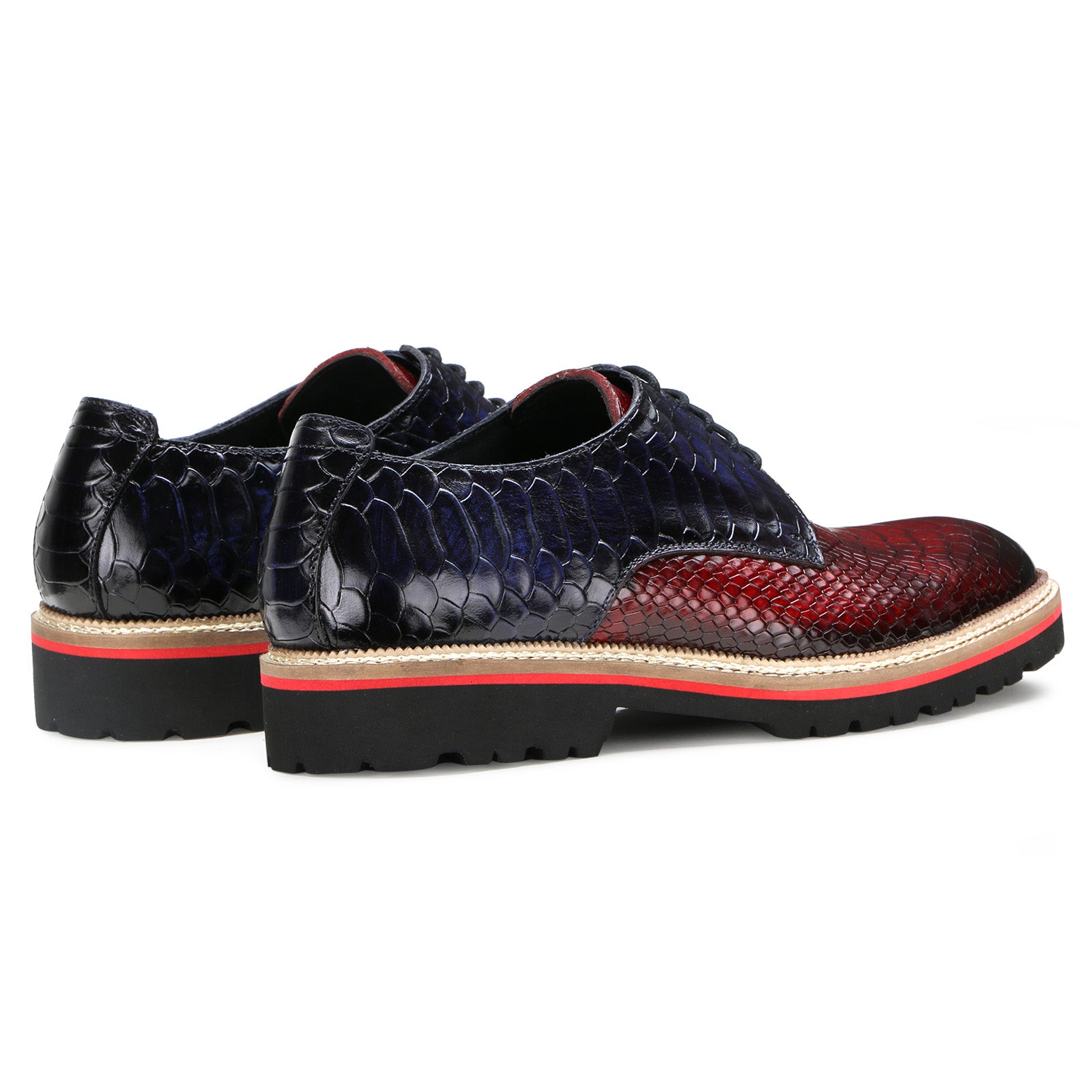 Napier Python-embossed Derby Shoes in Wine