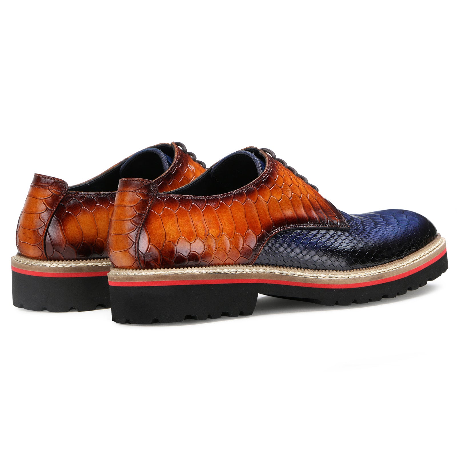 Napier Python-embossed Derby Shoes in Blue