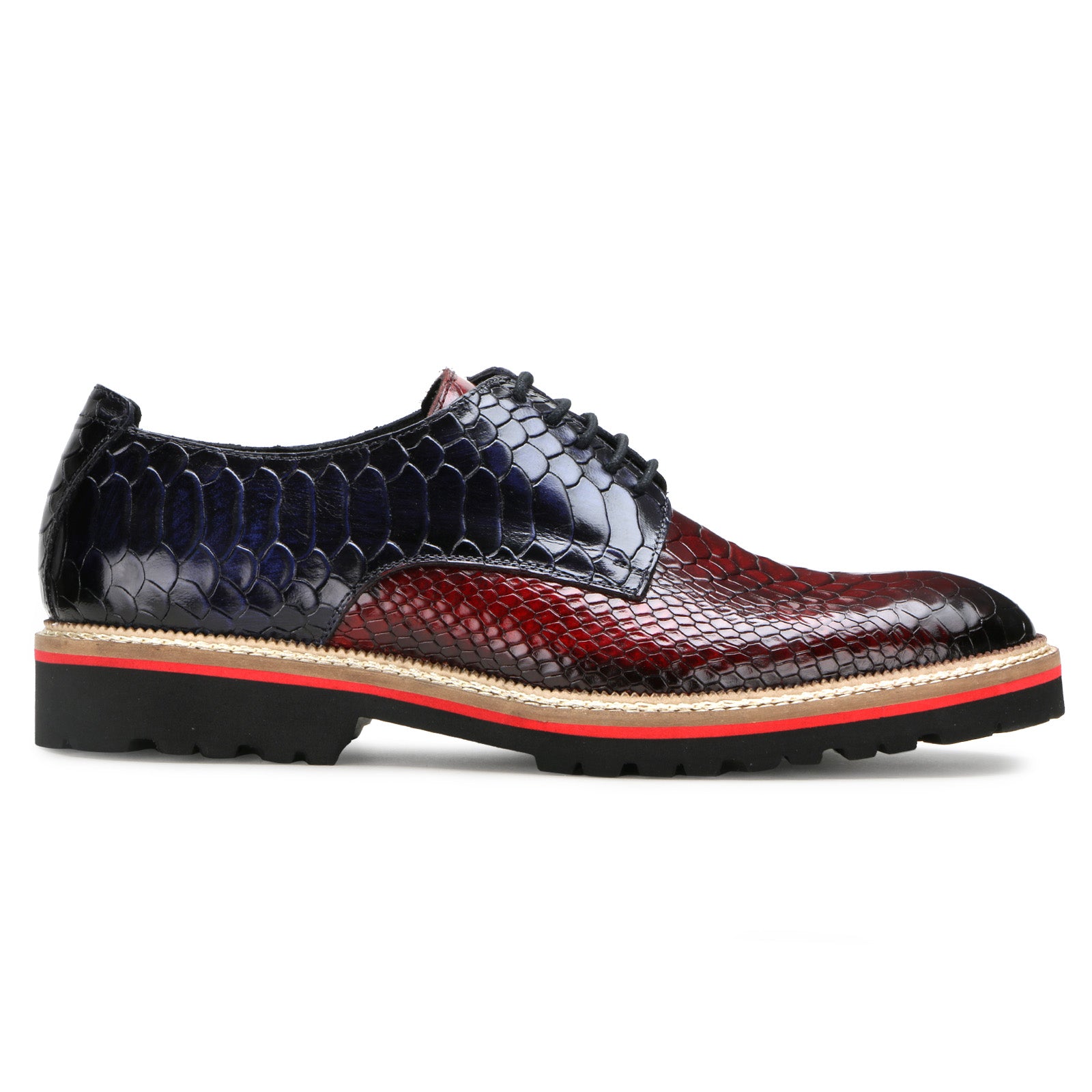 Napier Python-embossed Derby Shoes in Wine
