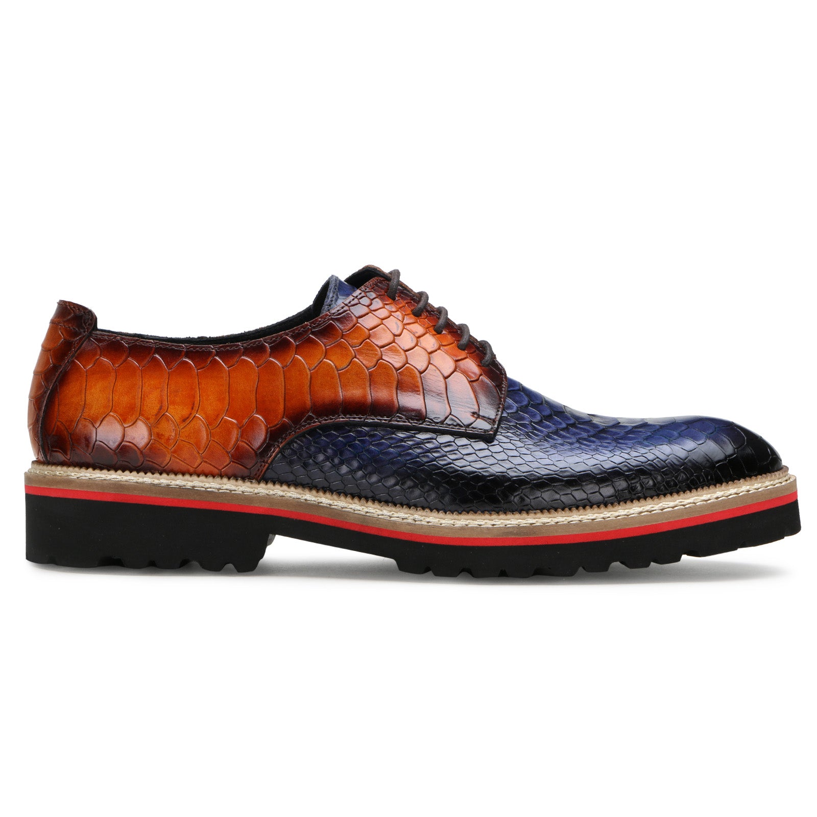 Napier Python-embossed Derby Shoes in Blue