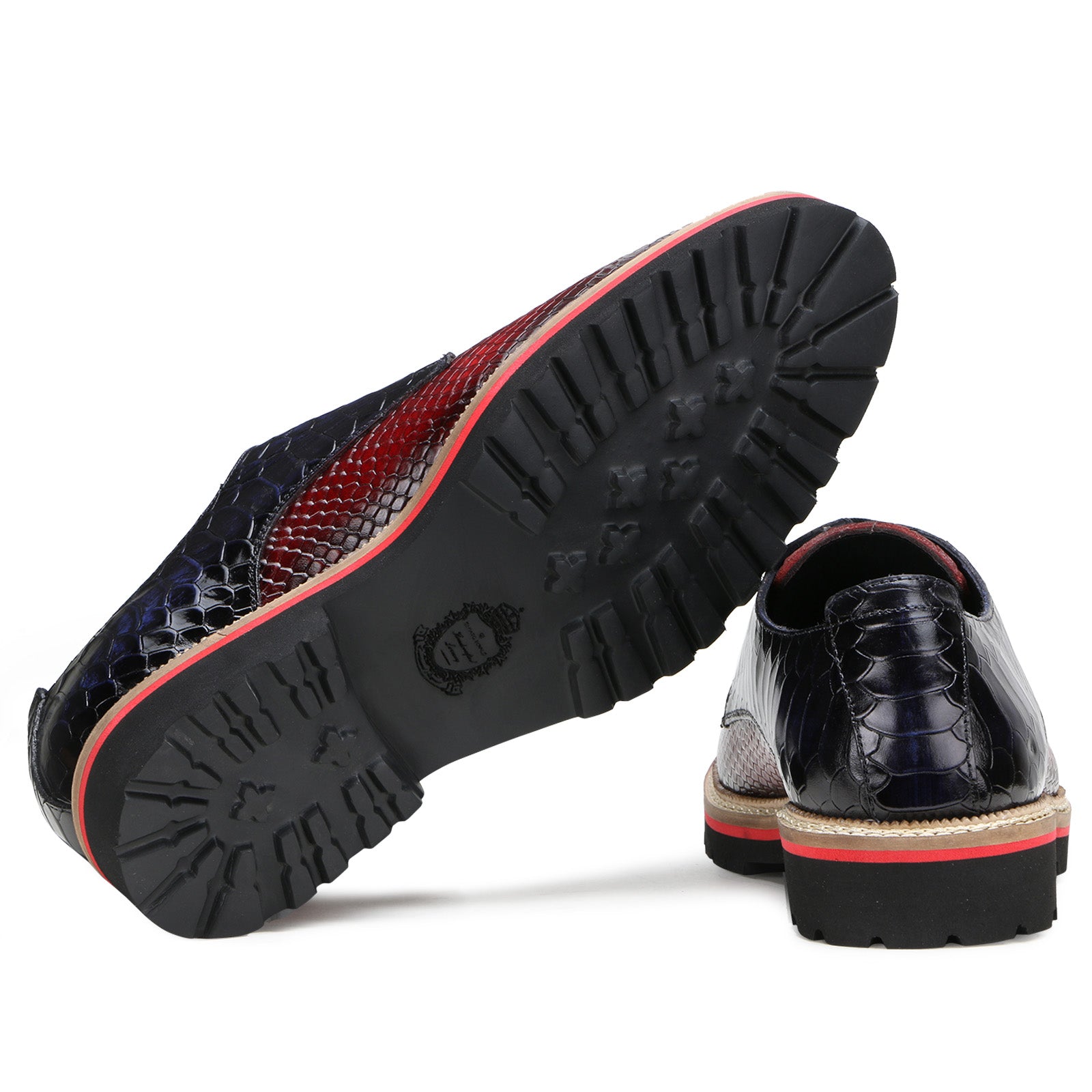Napier Python-embossed Derby Shoes in Wine