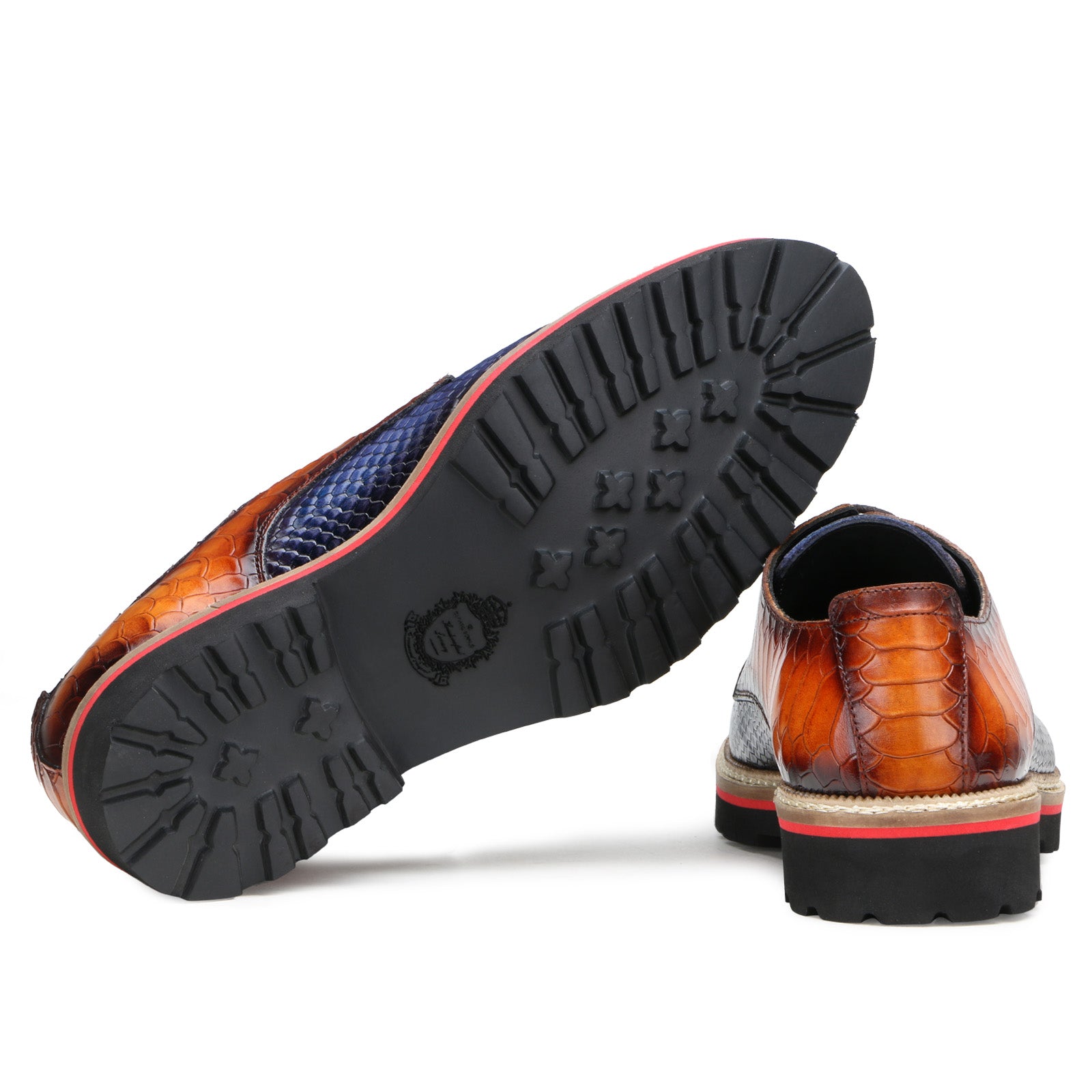 Napier Python-embossed Derby Shoes in Blue