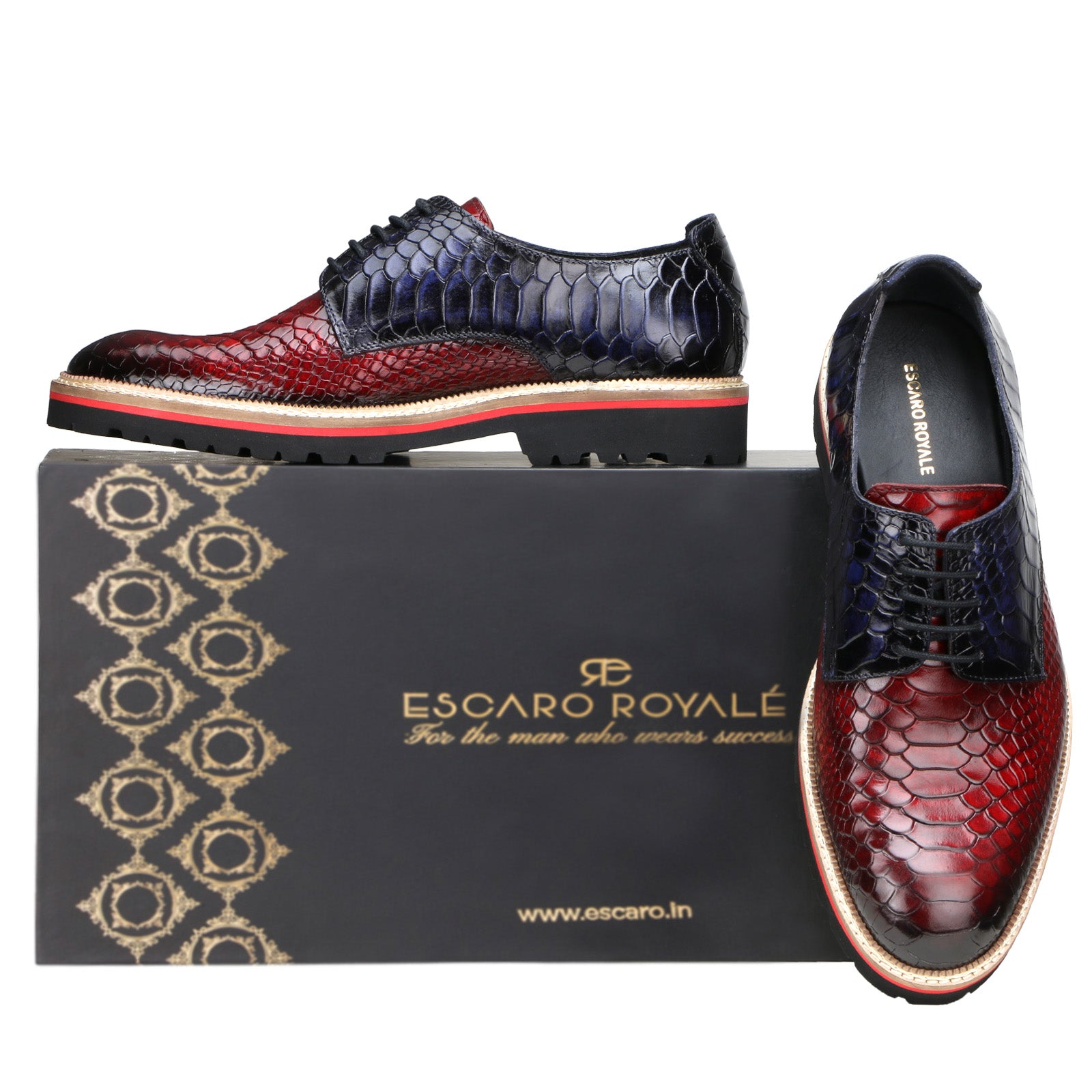 Napier Python-embossed Derby Shoes in Wine