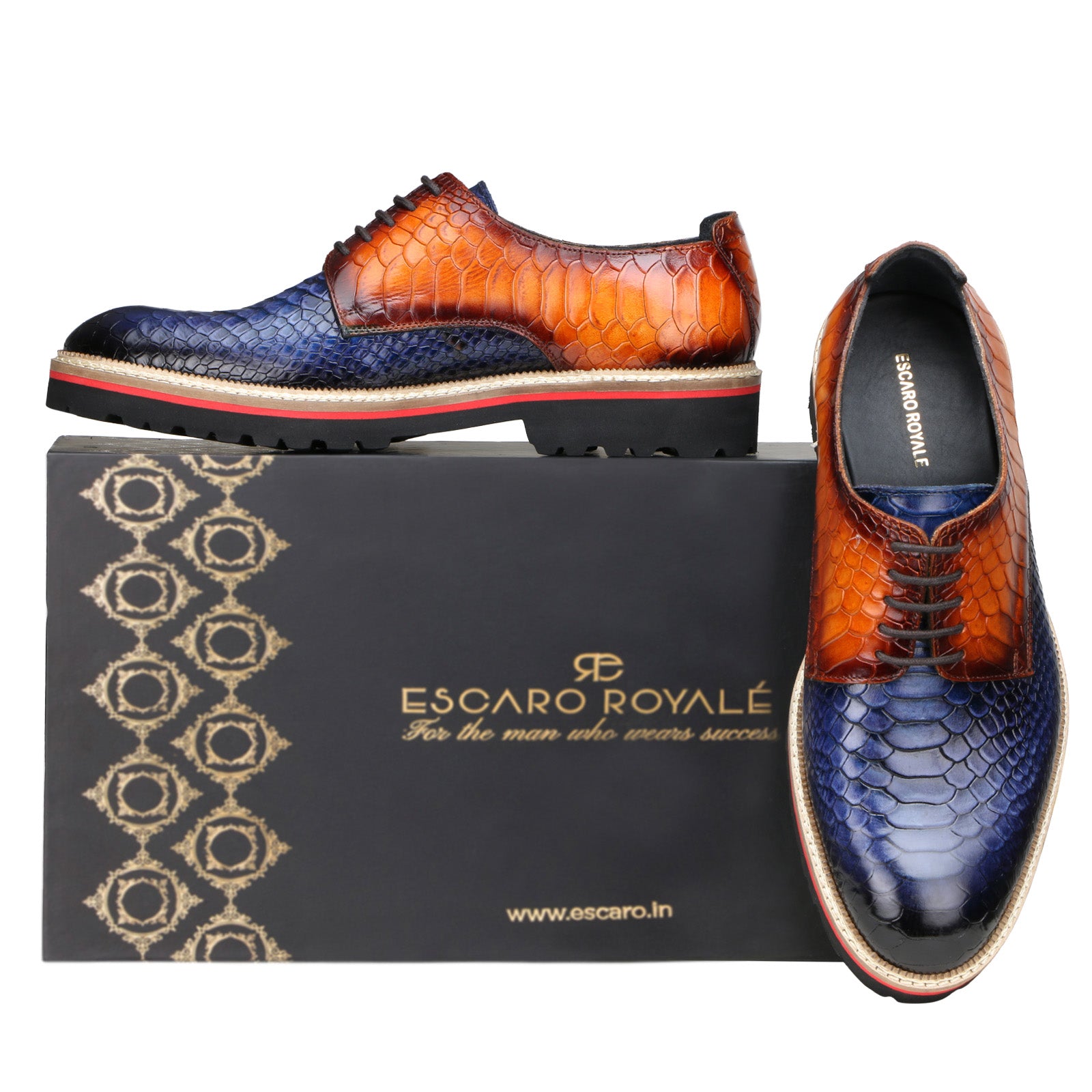 Napier Python-embossed Derby Shoes in Blue