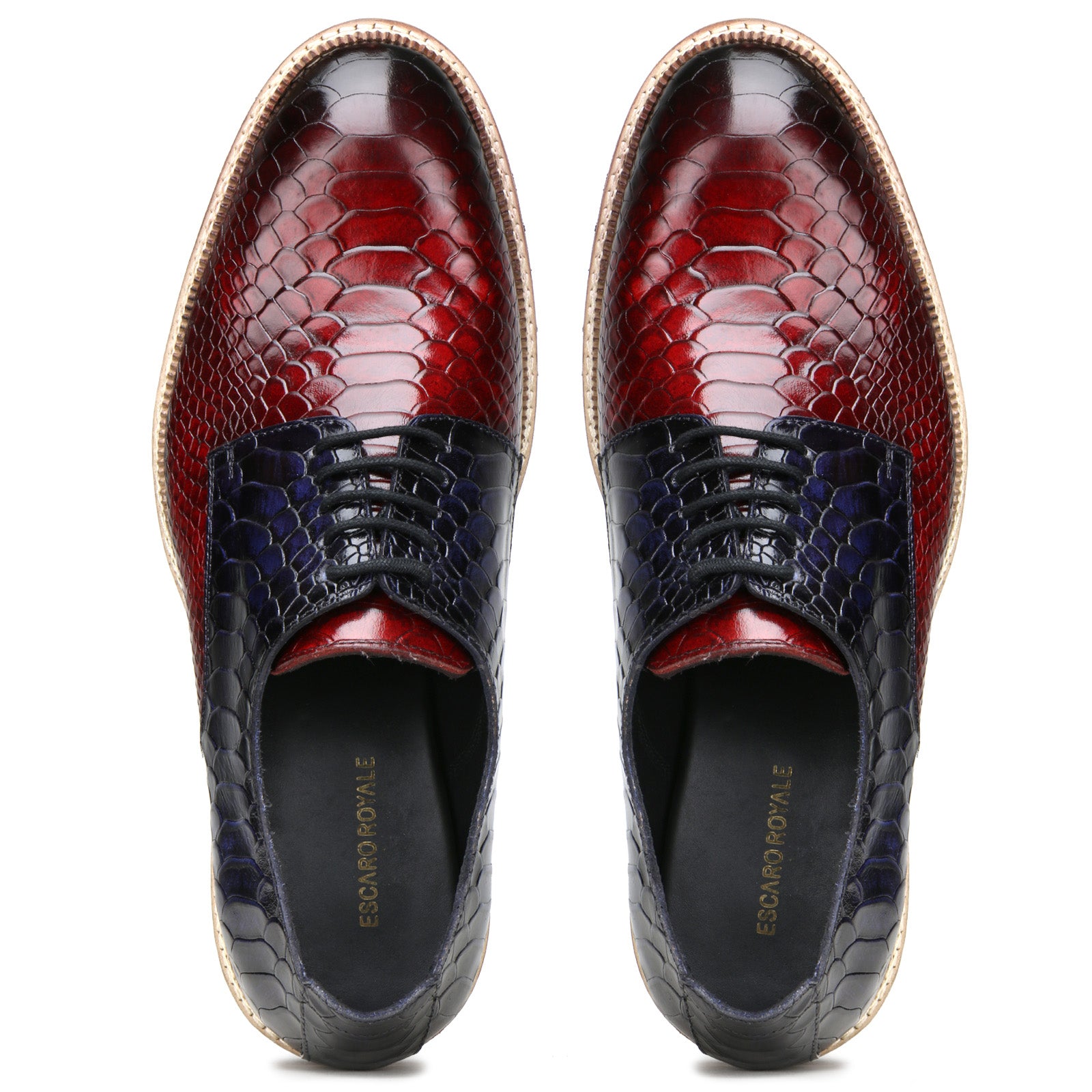 Napier Python-embossed Derby Shoes in Wine