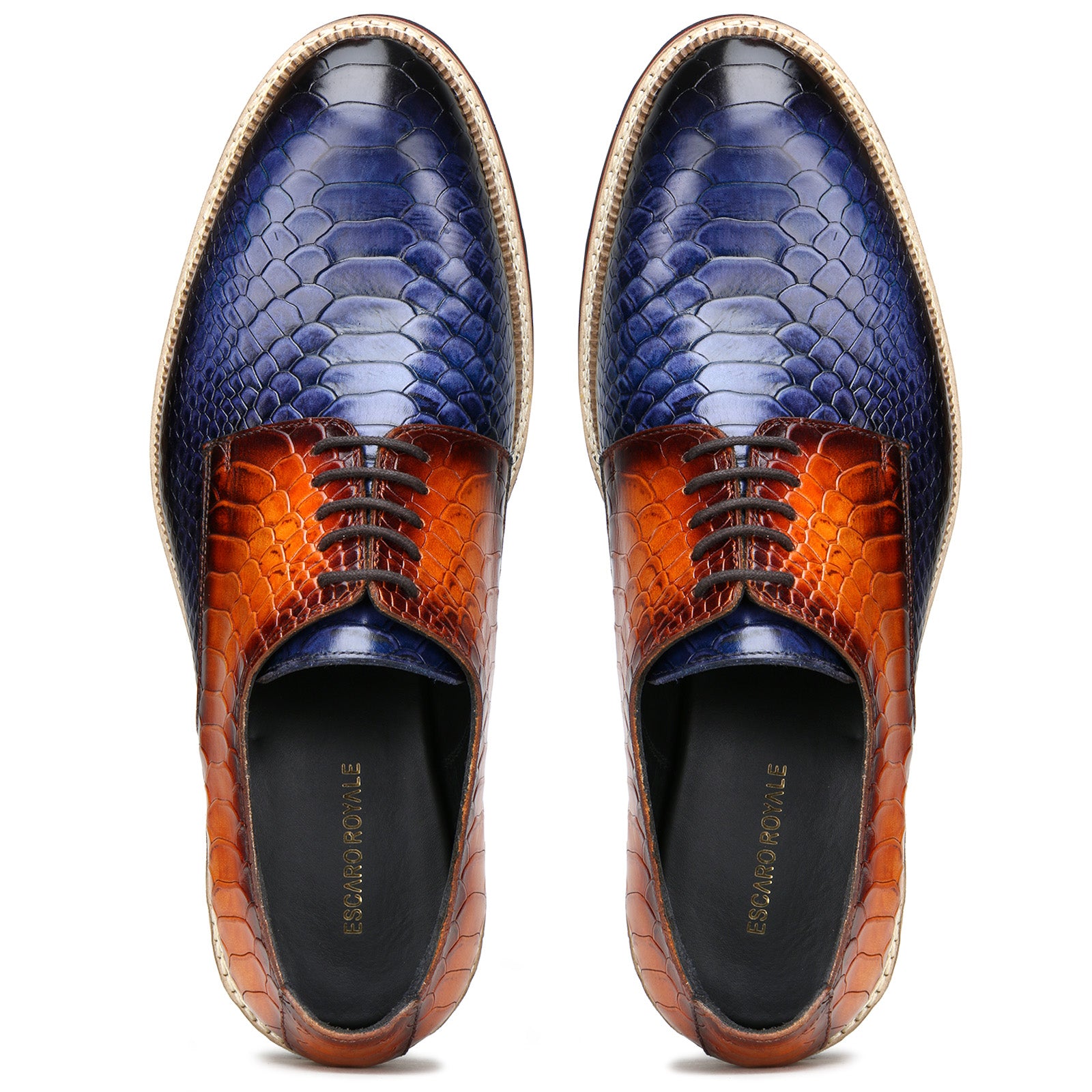 Napier Python-embossed Derby Shoes in Blue