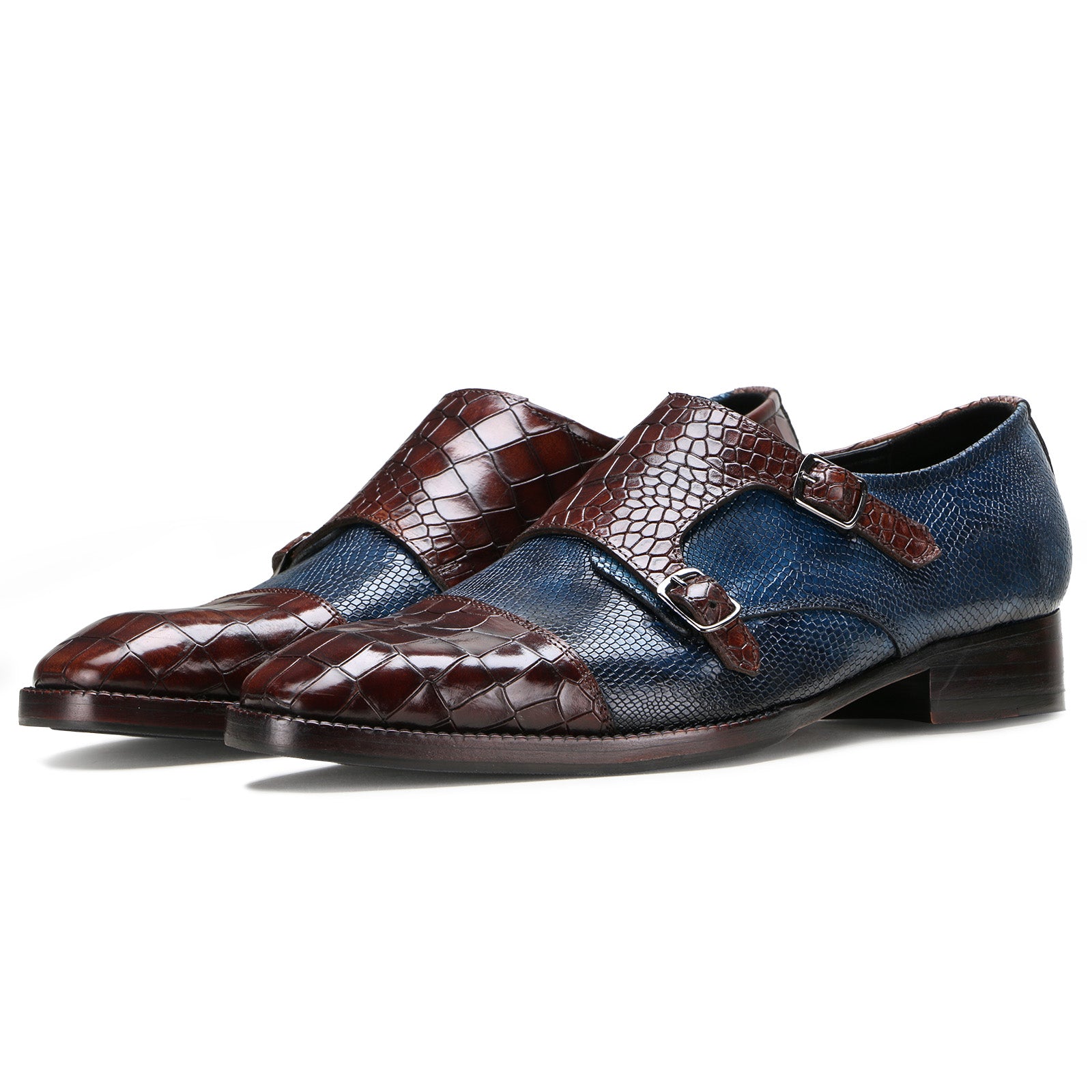 Neyson Designer Double Monks in Blue-Wine