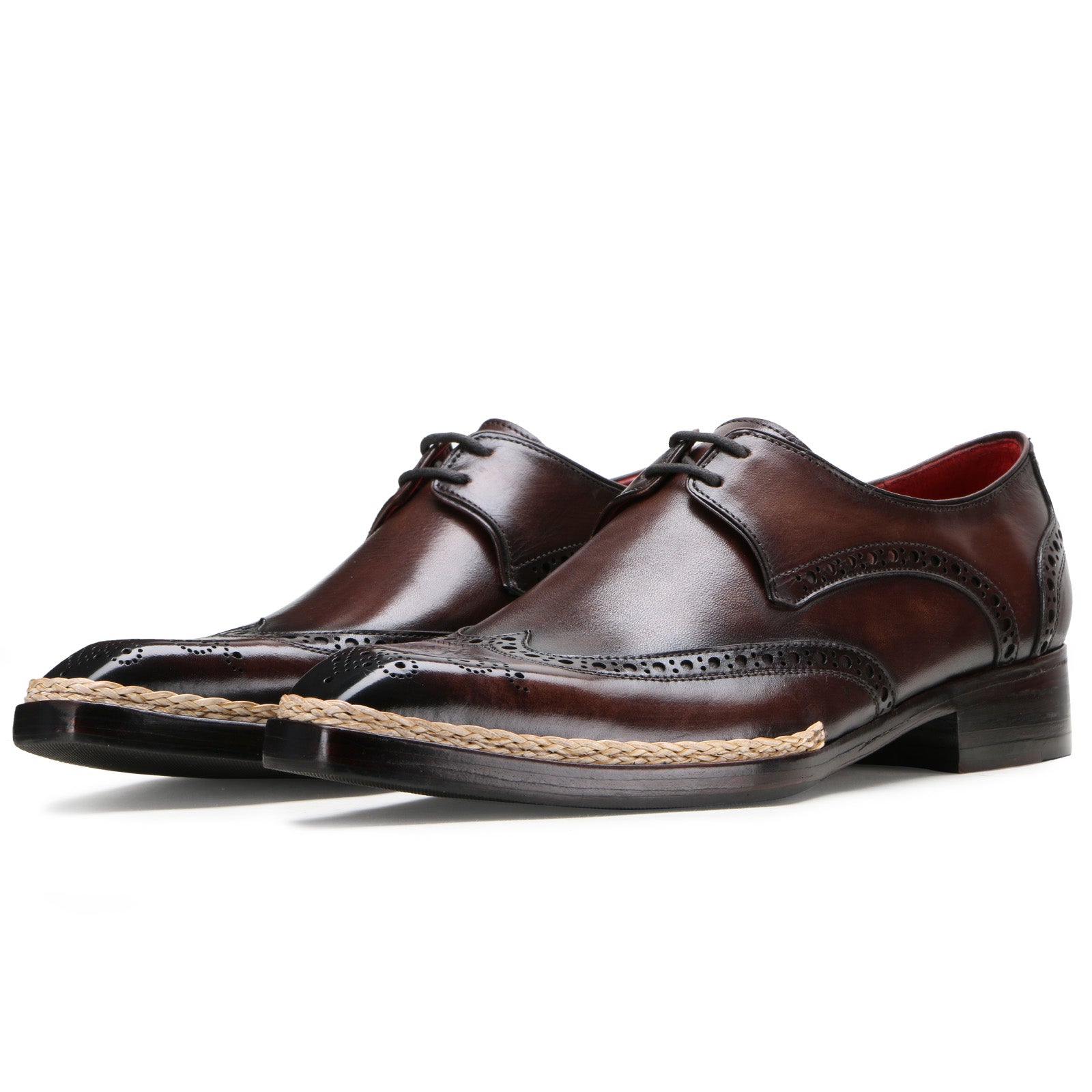 Gilardo Jute-edged Derby Shoes in Brown