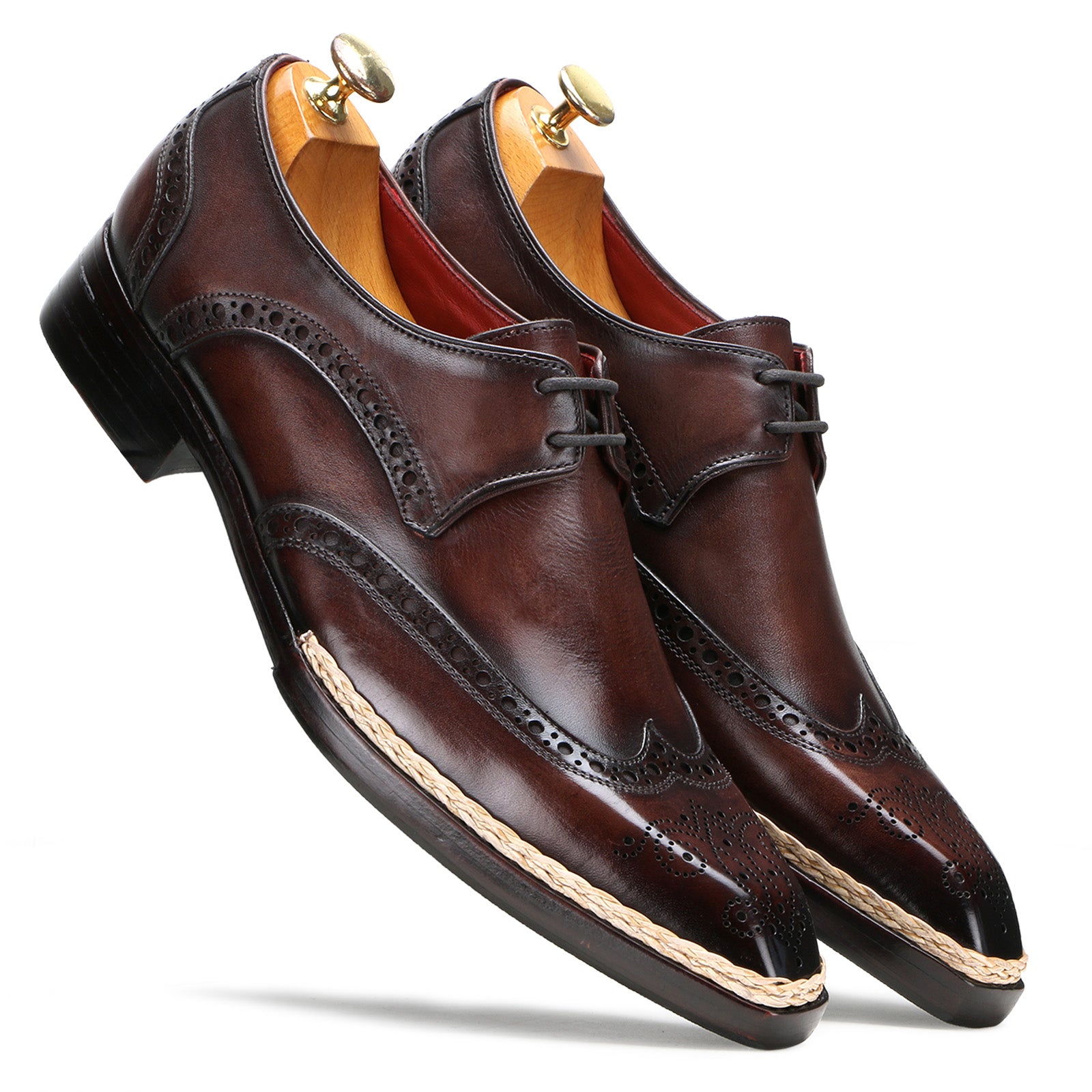 Gilardo Jute-edged Derby Shoes in Brown
