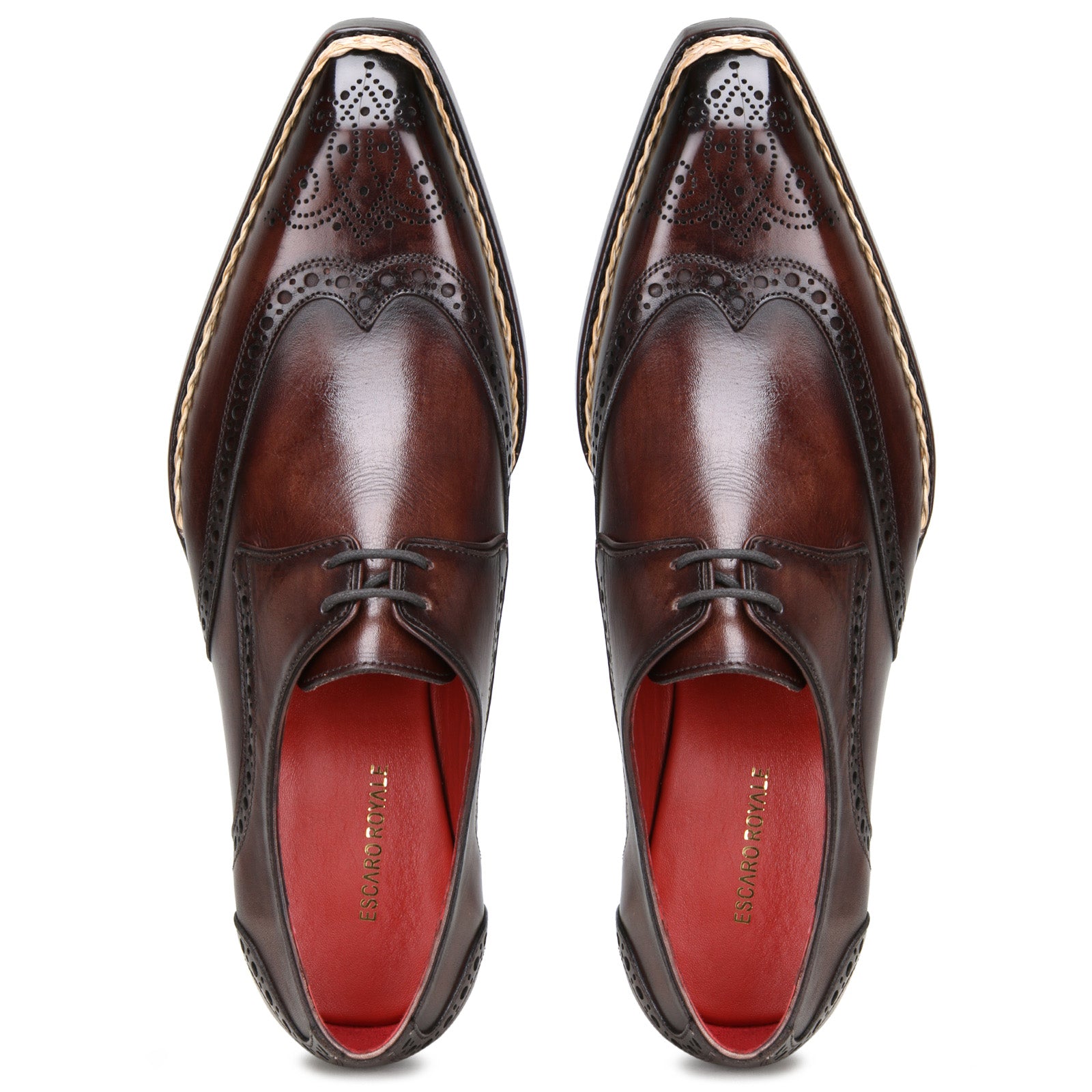 Gilardo Jute-edged Derby Shoes in Brown