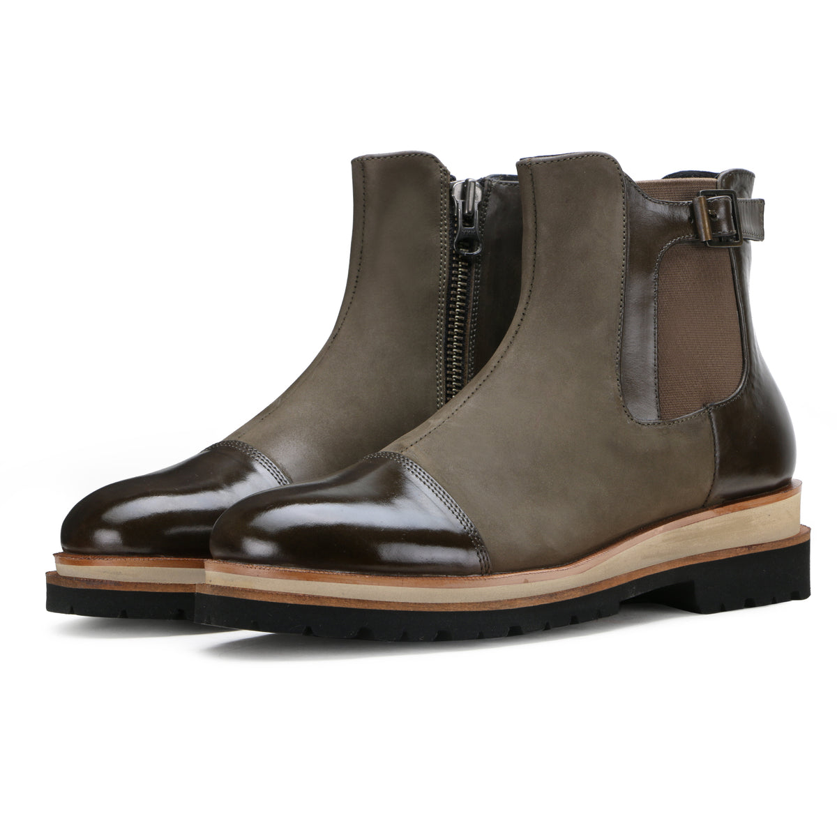 Maurice Zipper Boots in Olive - men's leather shoes, view 3