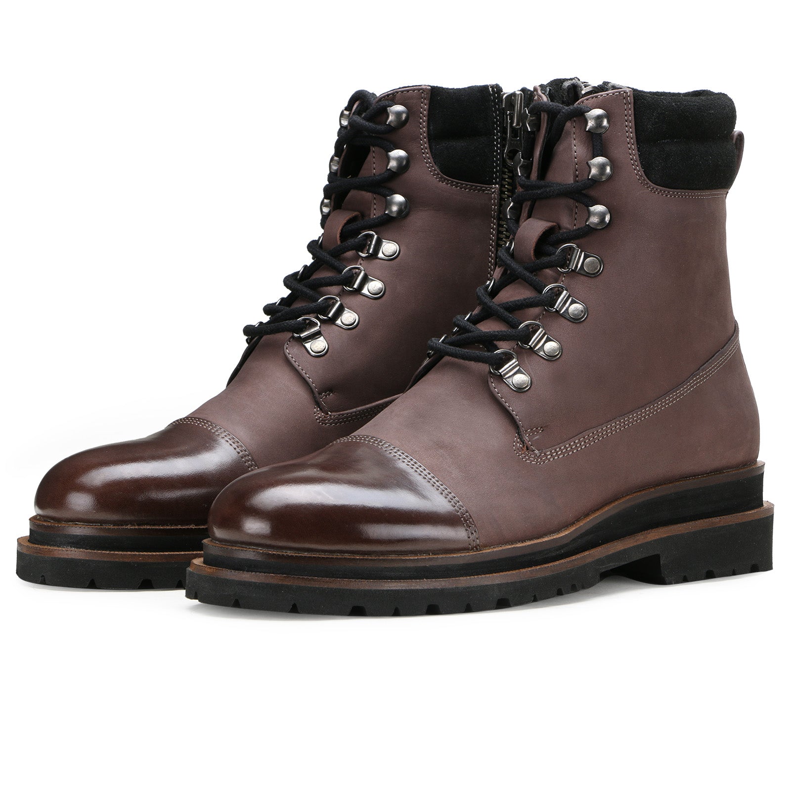 Gareth Toecap Laceup Boots in Brown