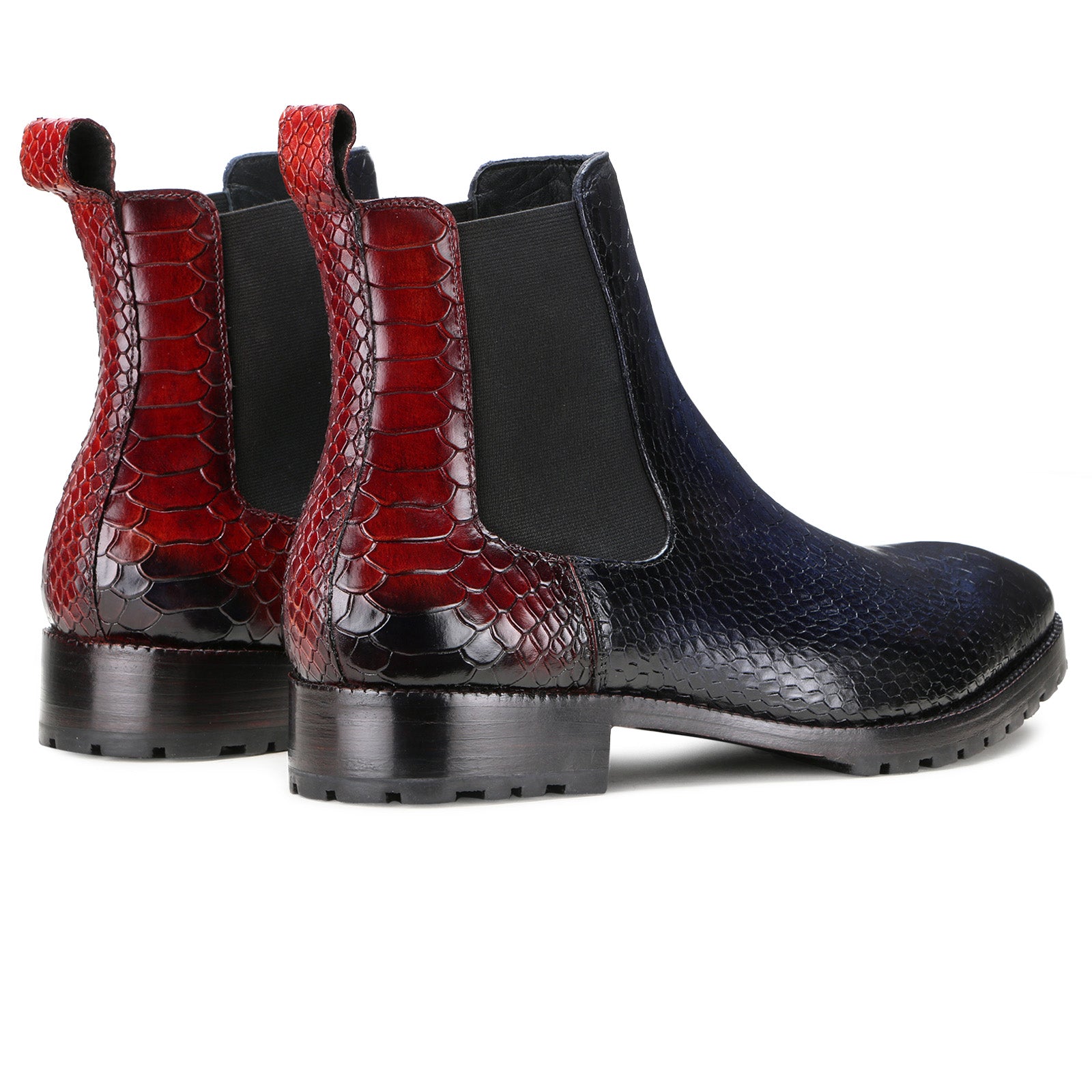 Goldbrow Embossed Chelsea Boots in Blue/Wine