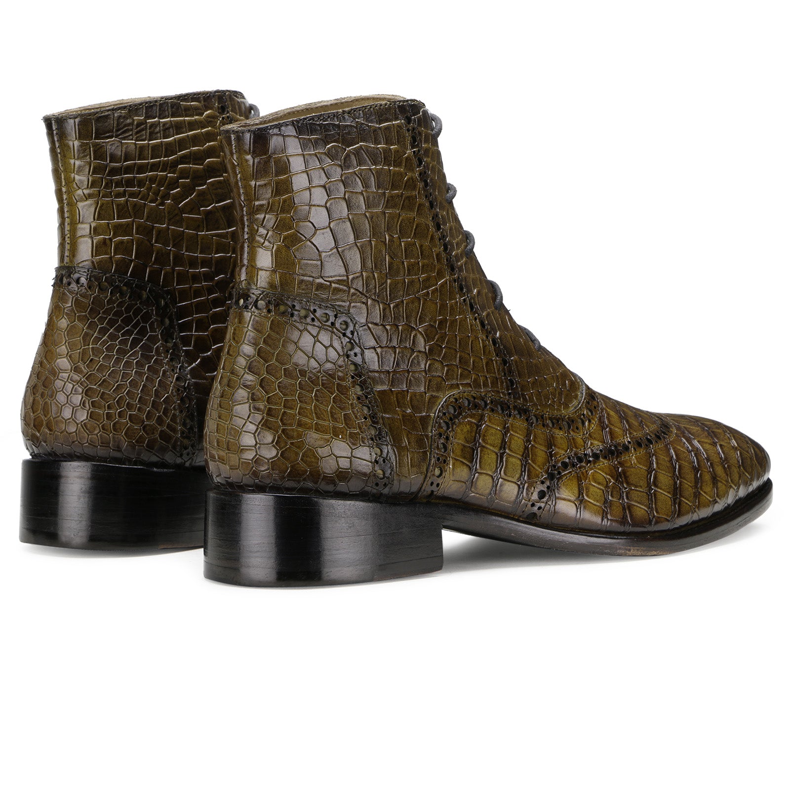 Marcus Goodyear-Welted Laceup Boots in Olive