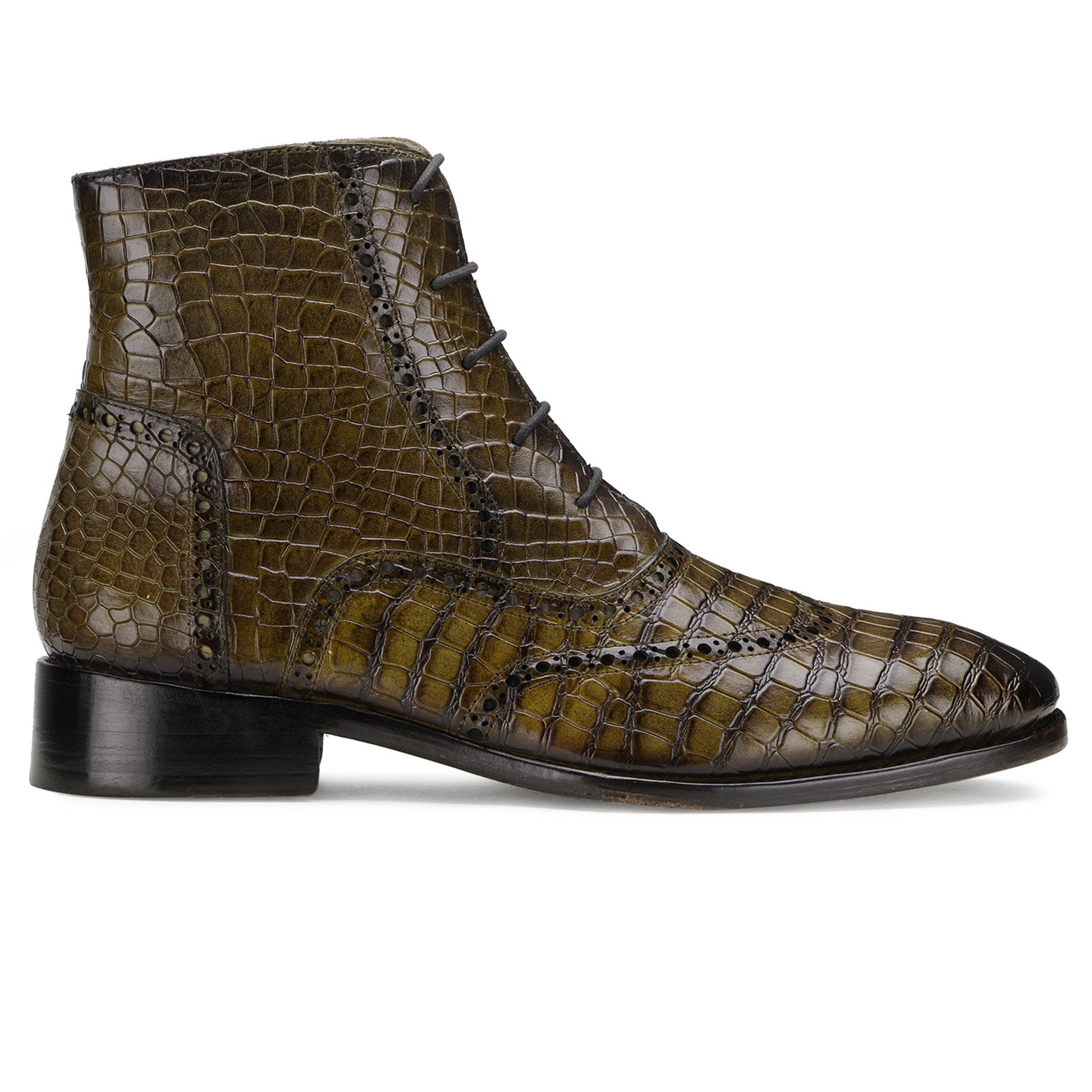 Marcus Goodyear-Welted Laceup Boots in Olive