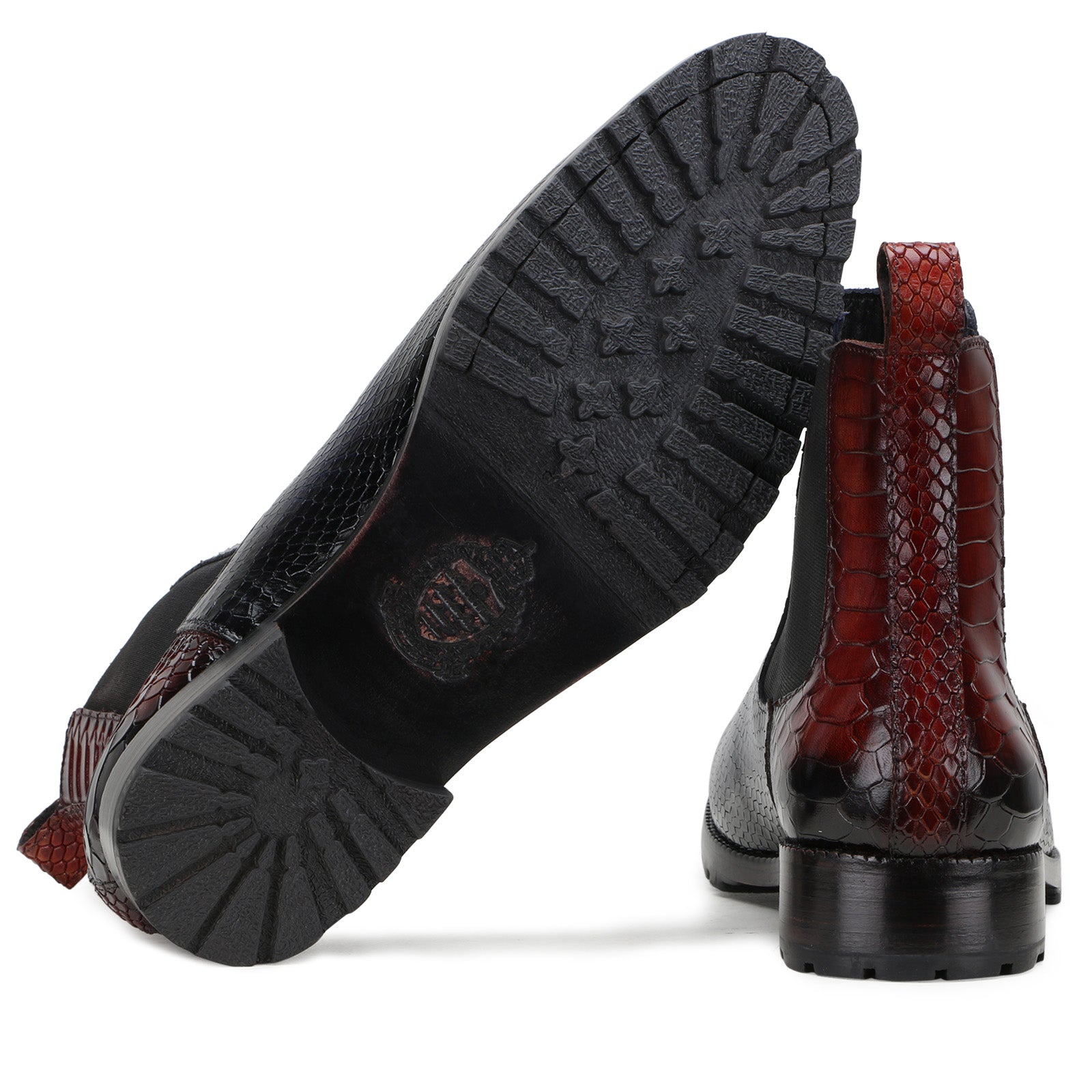 Goldbrow Embossed Chelsea Boots in Blue/Wine