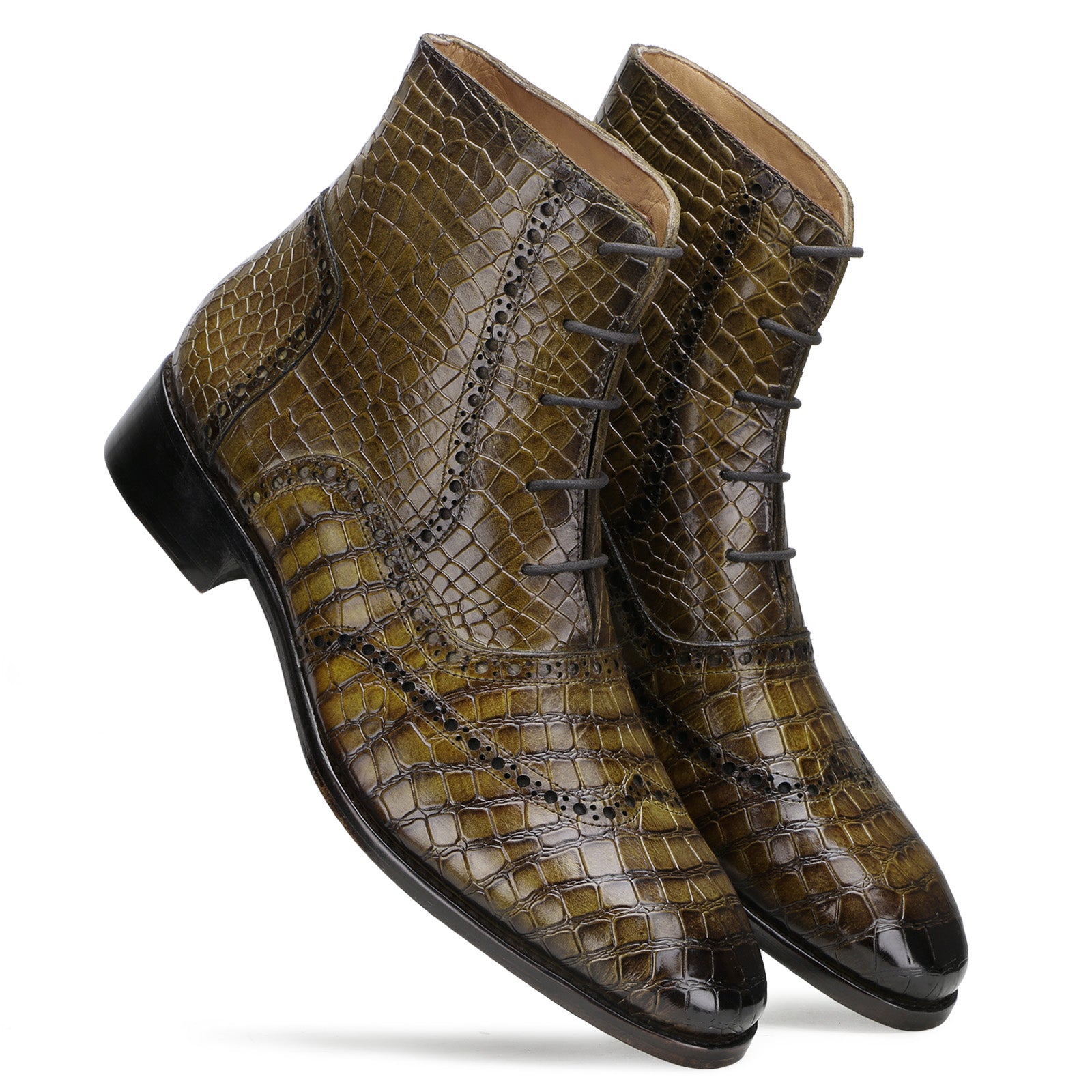 Marcus Goodyear-Welted Laceup Boots in Olive