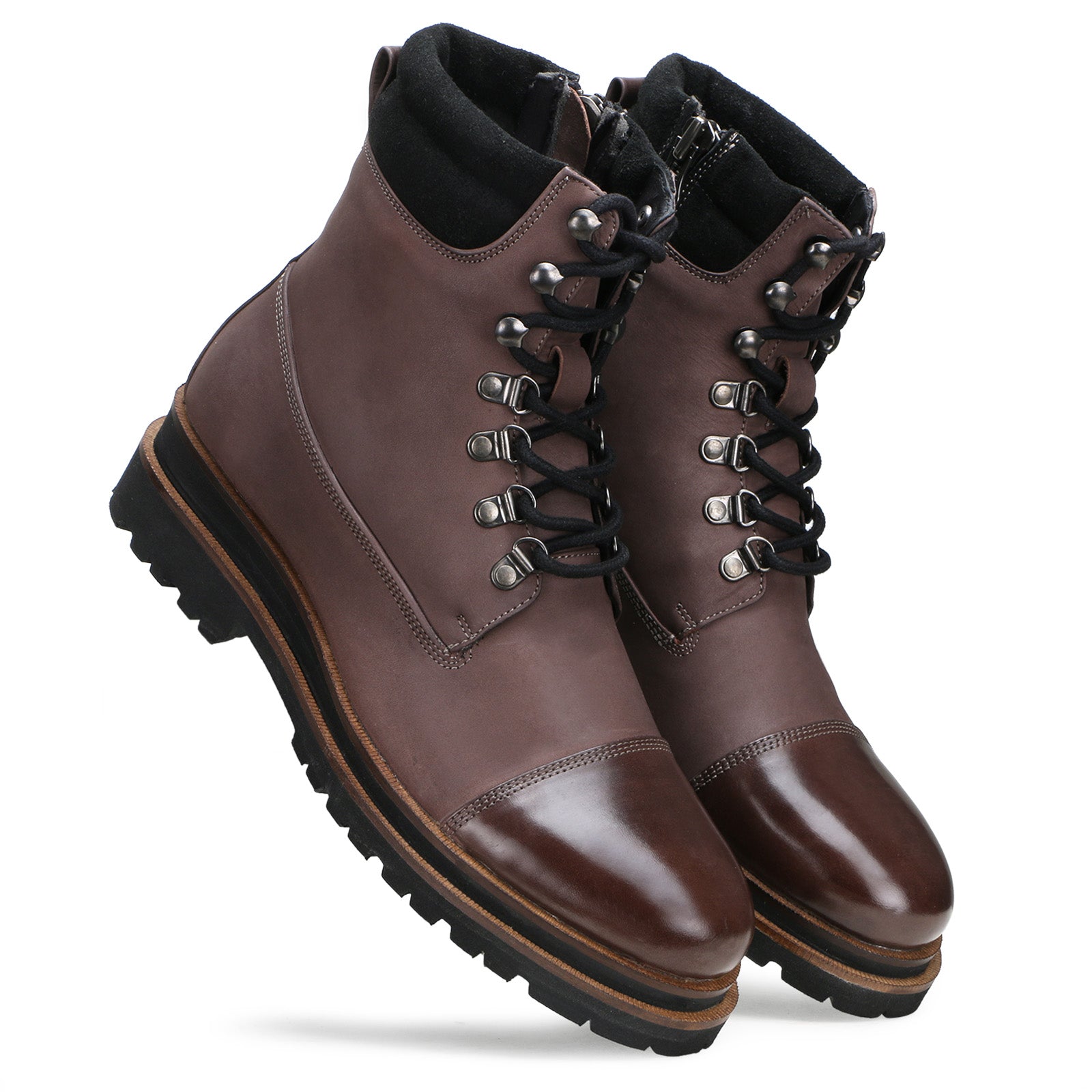 Gareth Toecap Laceup Boots in Brown