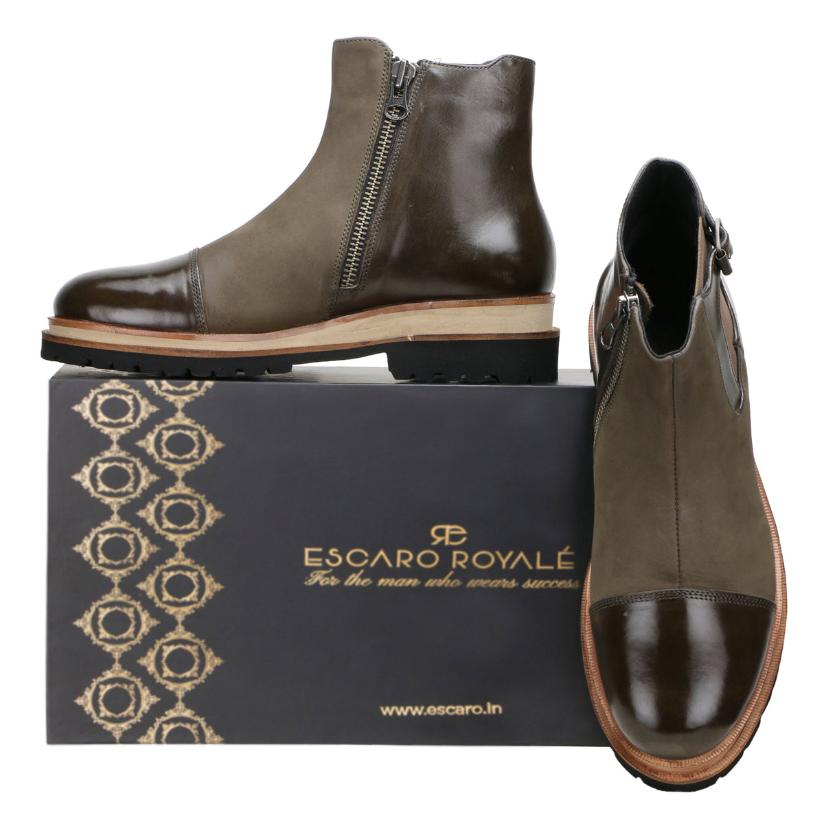 Maurice Zipper Boots in Olive - men's leather shoes, view 7