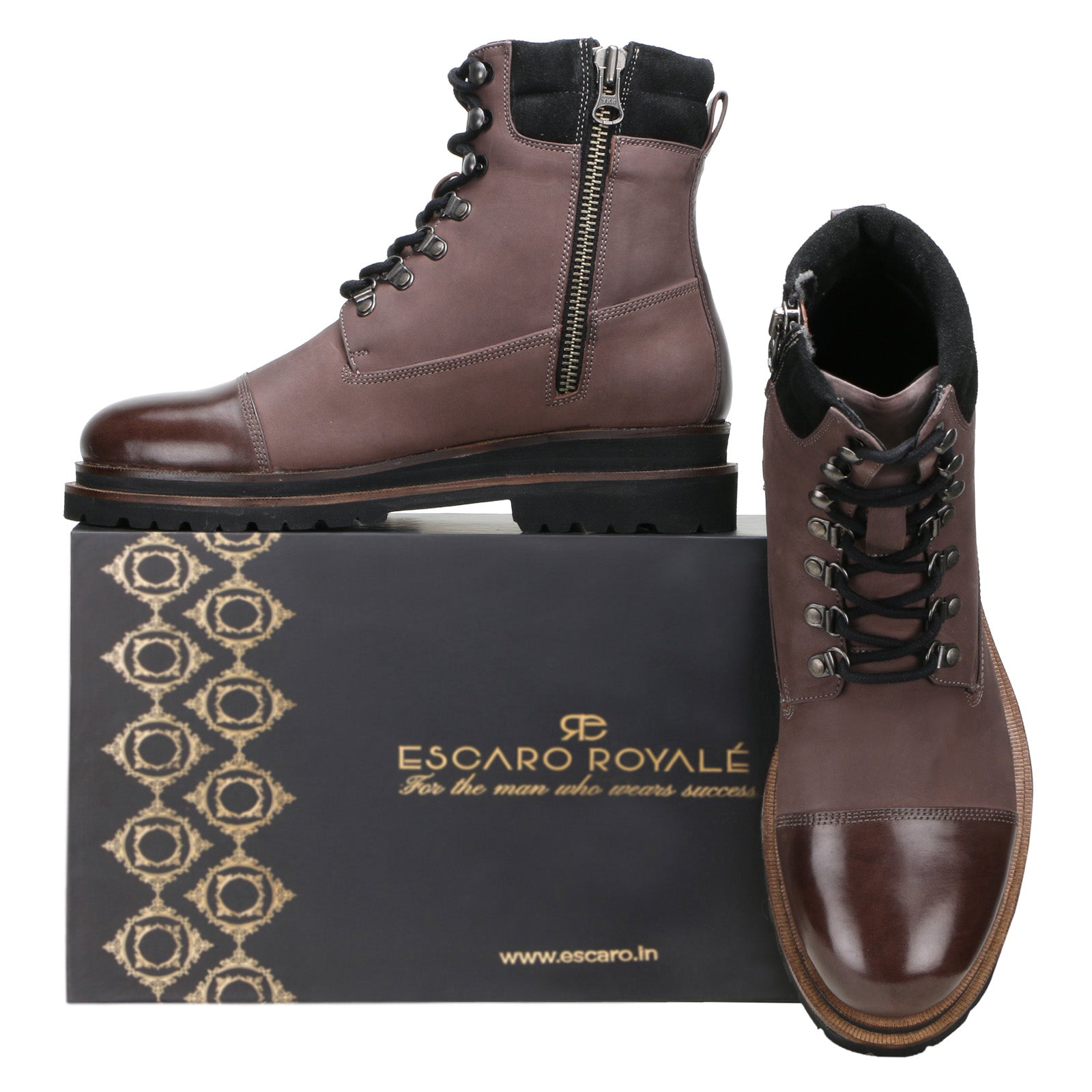 Gareth Toecap Laceup Boots in Brown