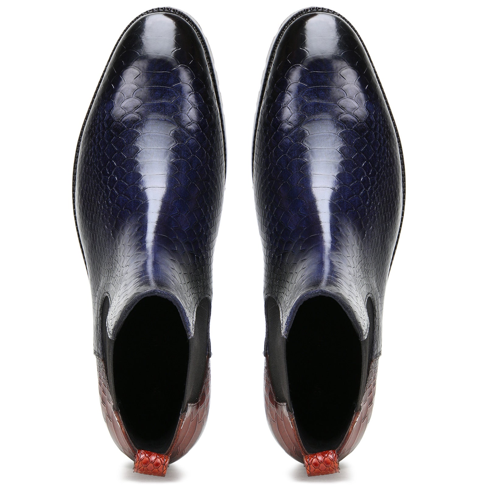 Goldbrow Embossed Chelsea Boots in Blue/Wine