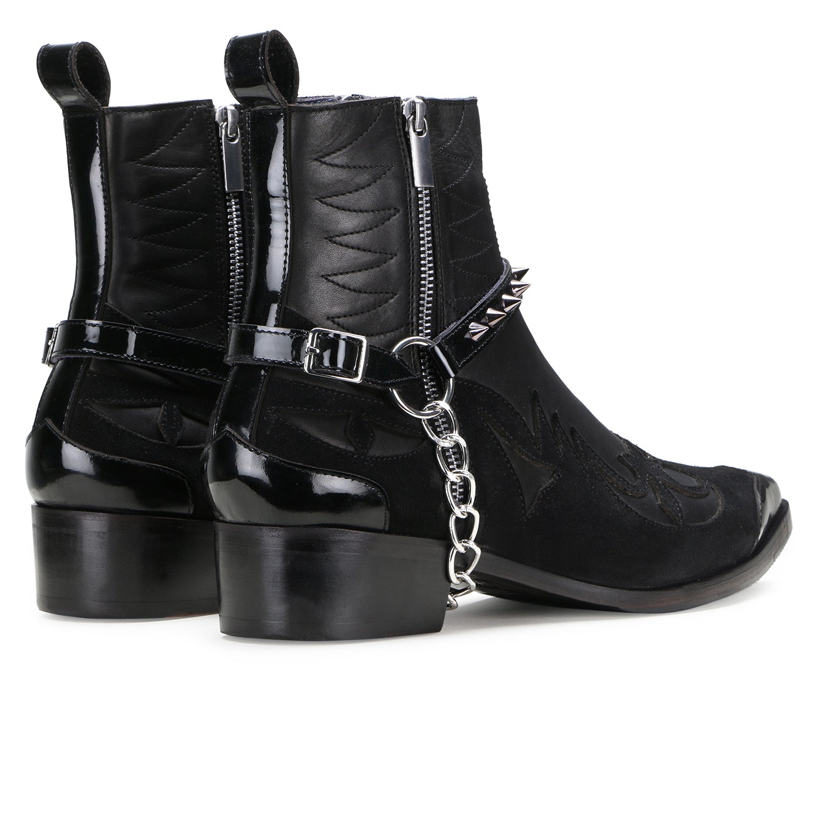 Valdar Black Cowboy Boots with Zipper and Cuban Heels