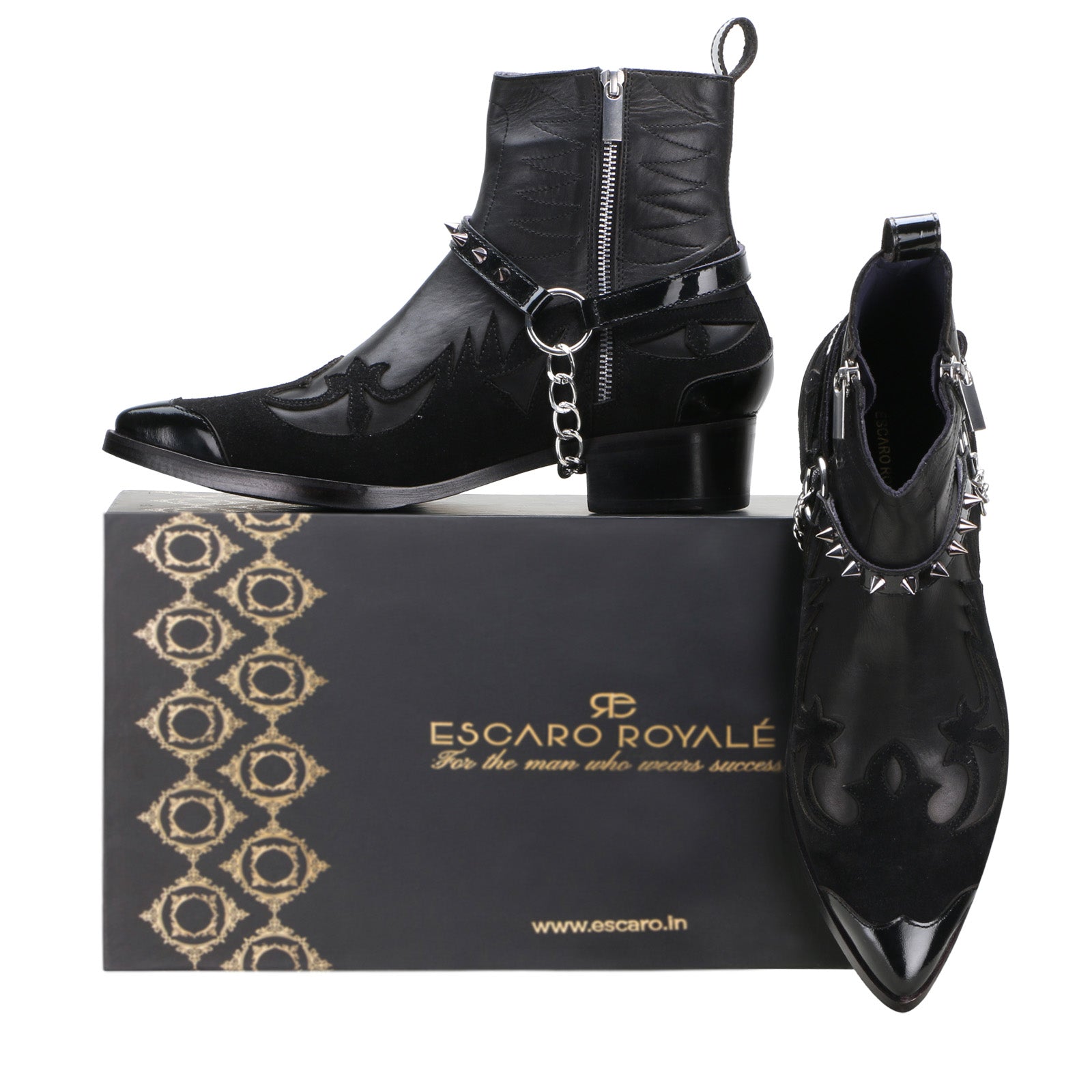 Valdar Black Cowboy Boots with Zipper and Cuban Heels