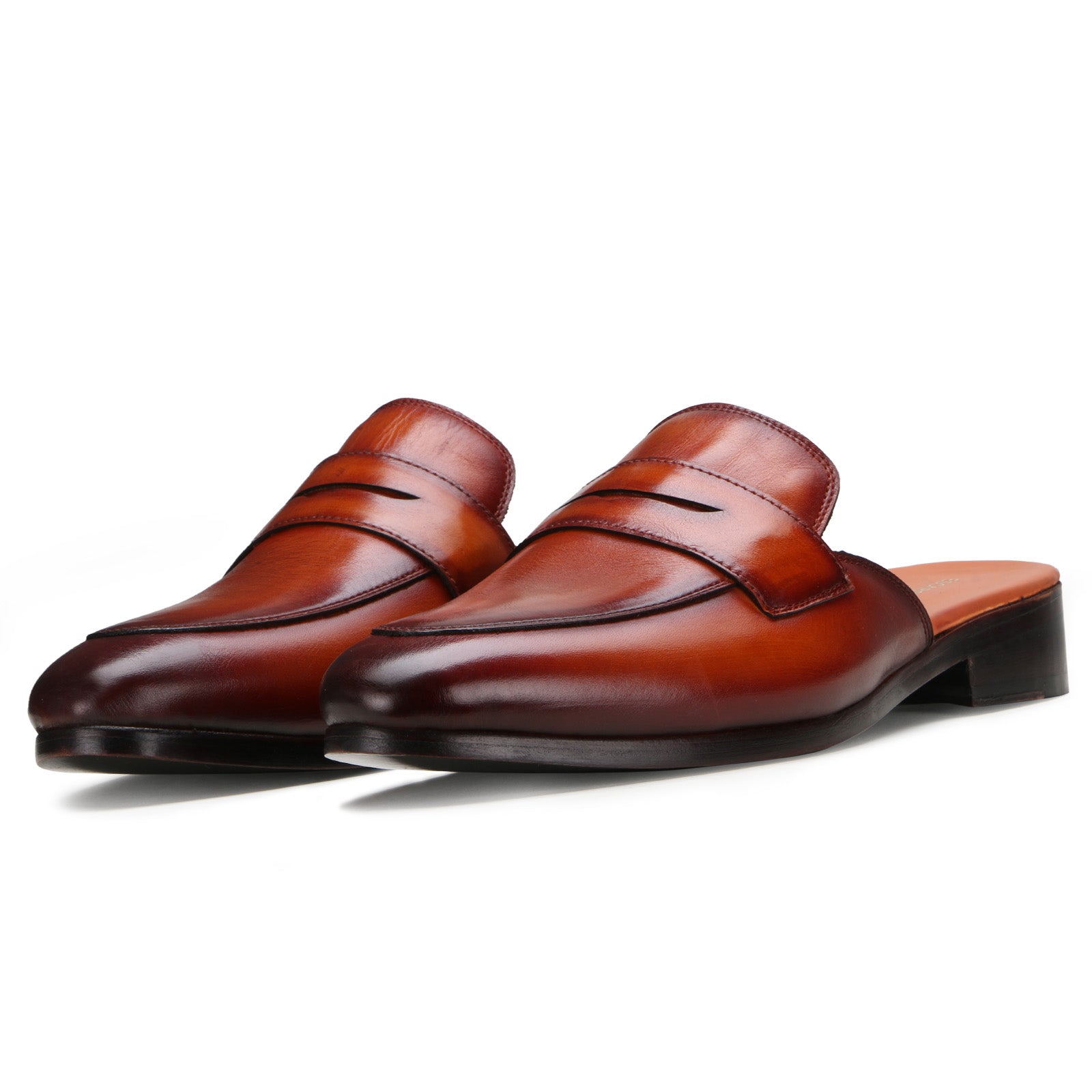 Bethell Penny Mule Slippers in Cognac