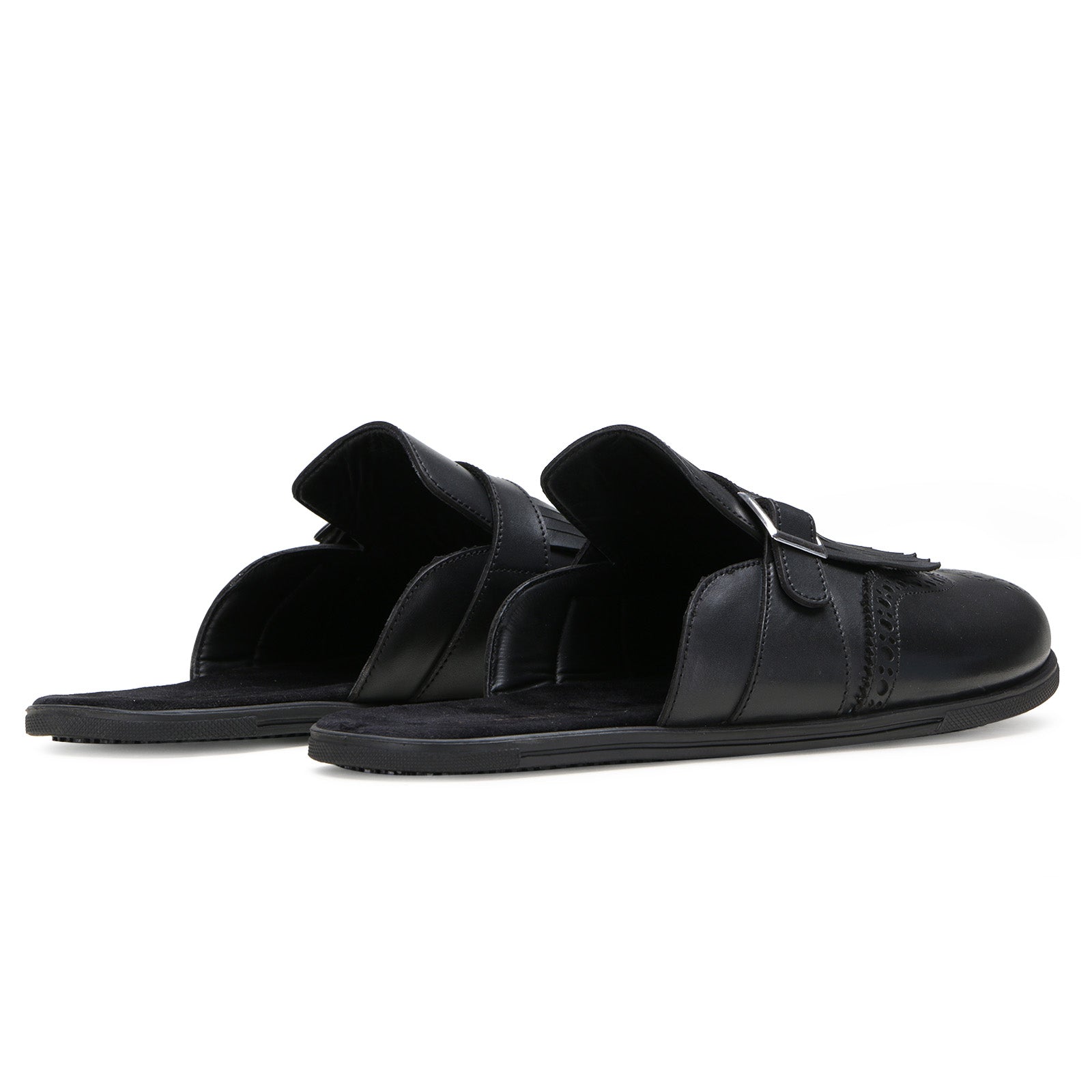 Tristan Kiltie Mule Slippers in Black