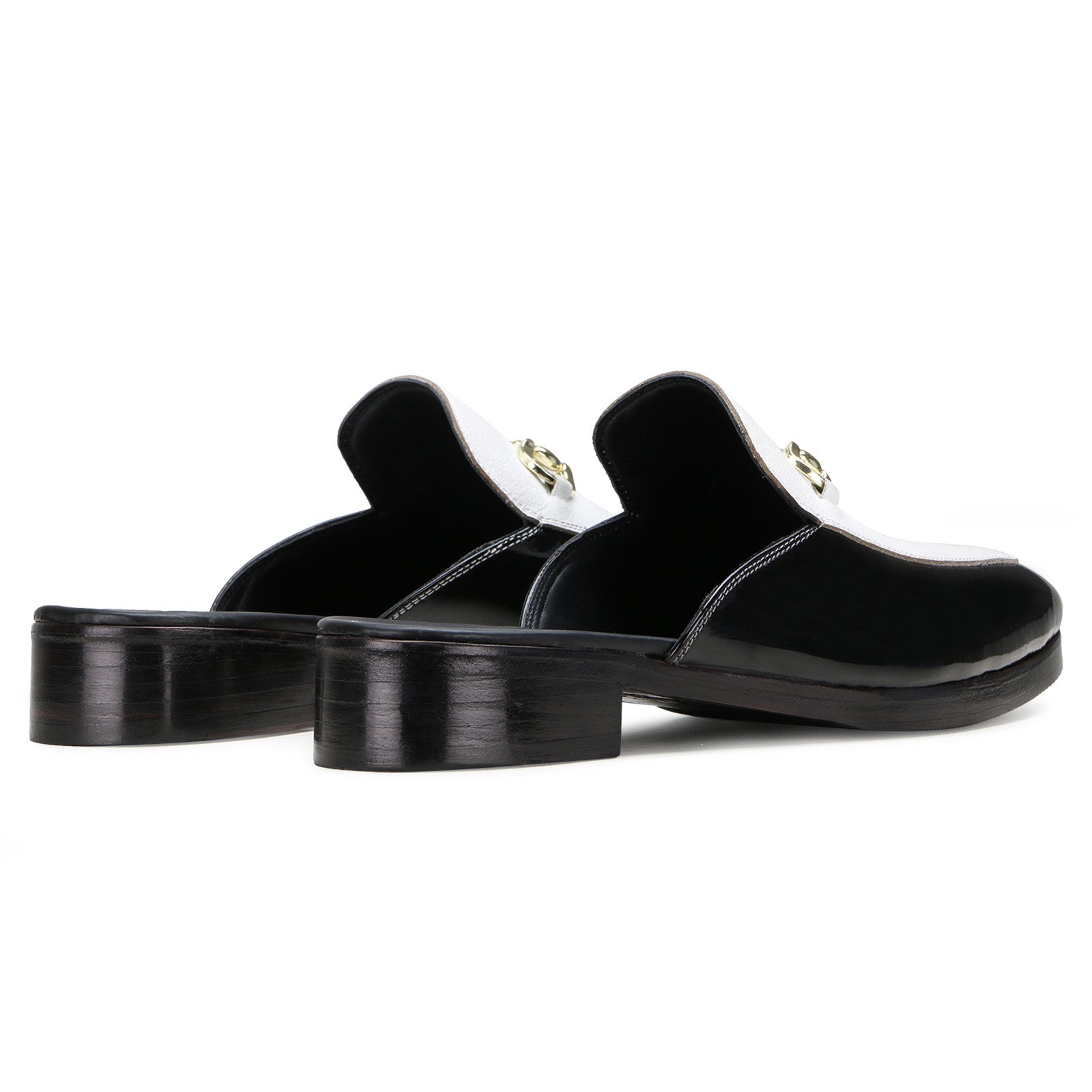 Wilt Horsebit Mule Slippers in Black-White
