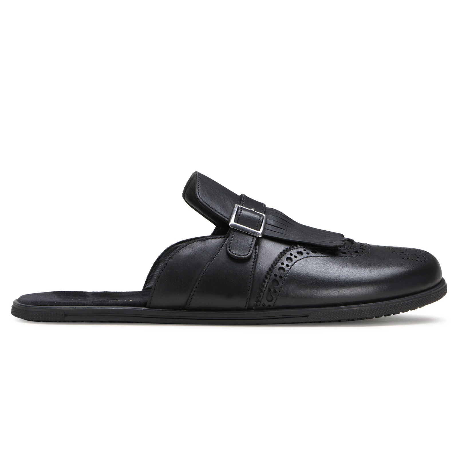 Tristan Kiltie Mule Slippers in Black