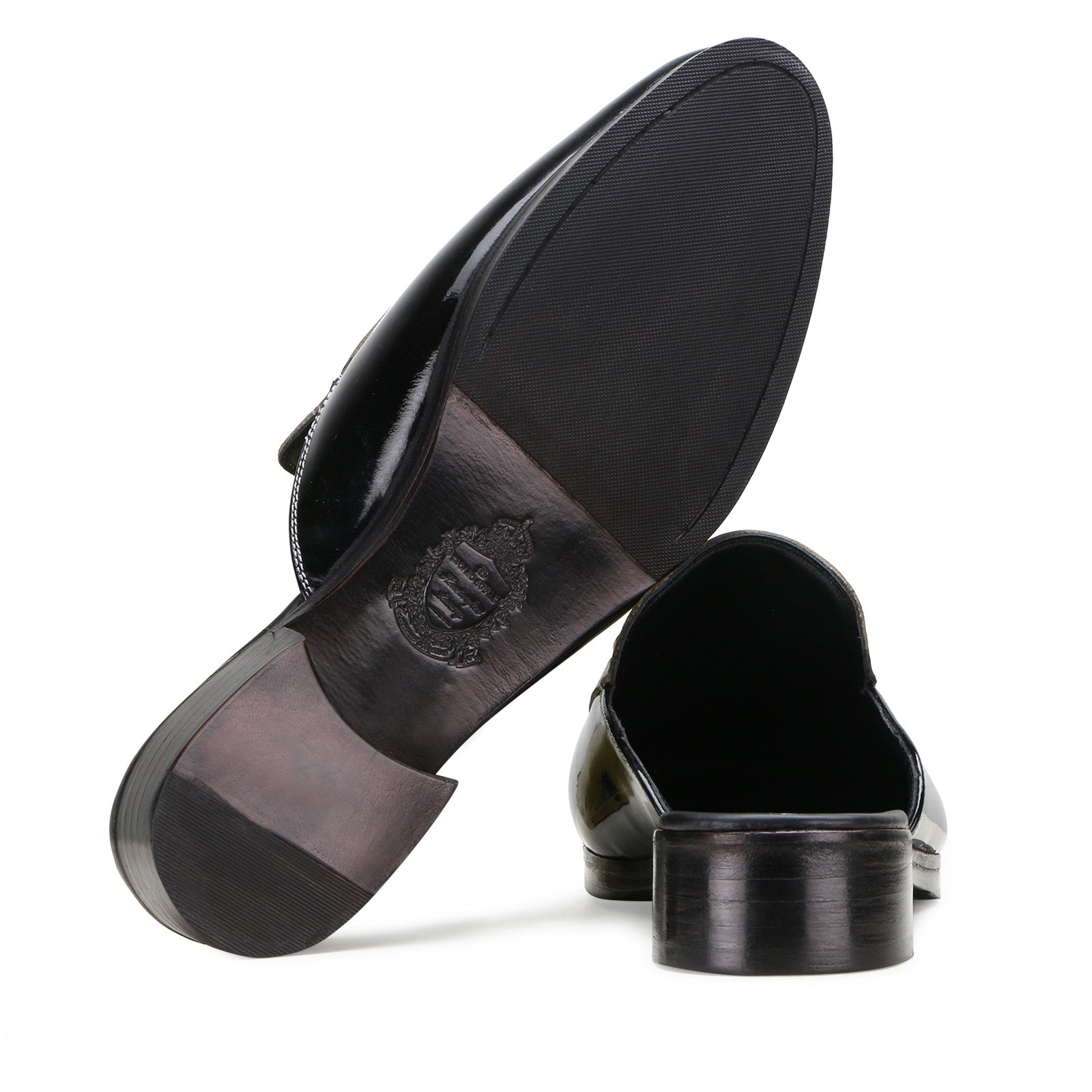 Wilt Horsebit Mule Slippers in Black-White