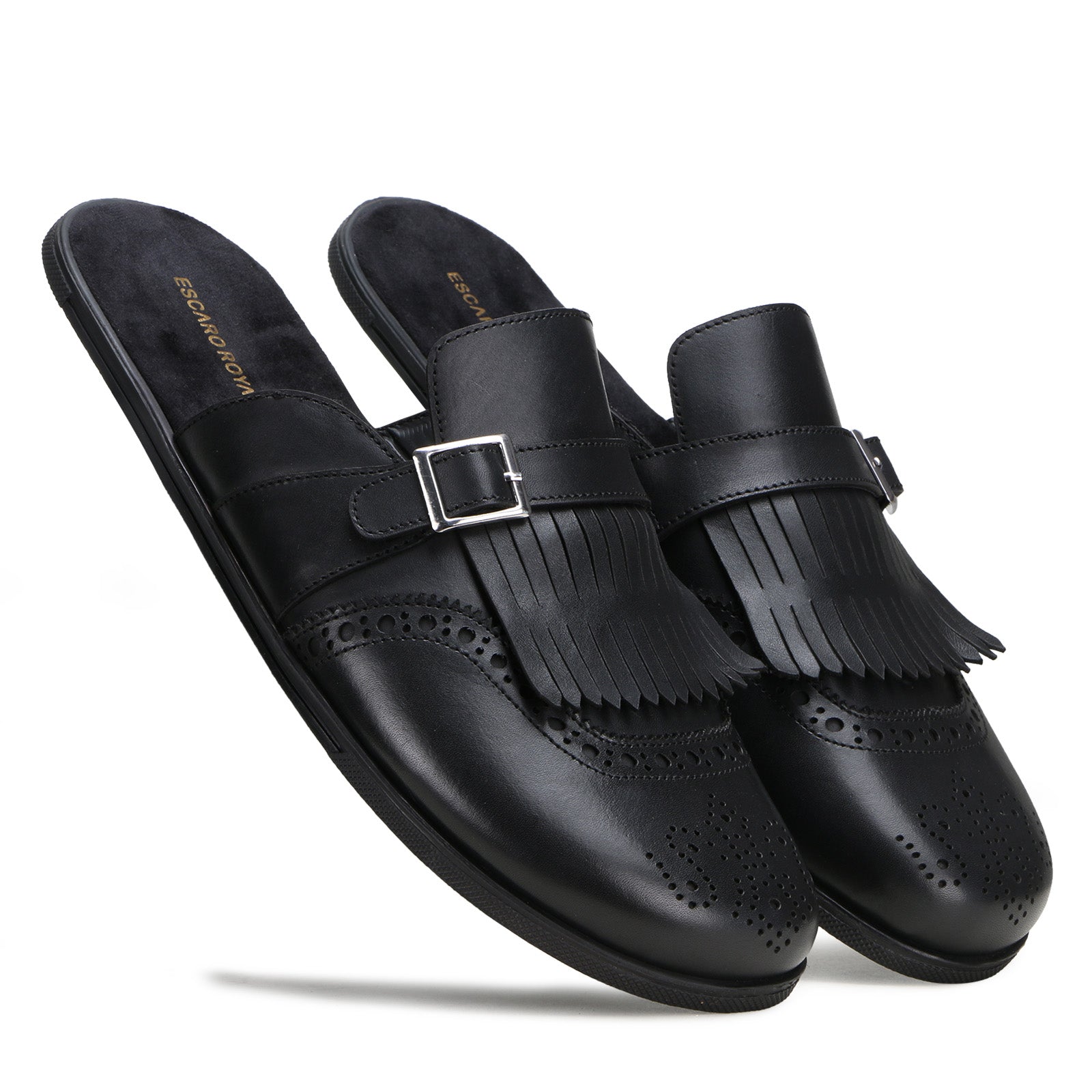 Tristan Kiltie Mule Slippers in Black