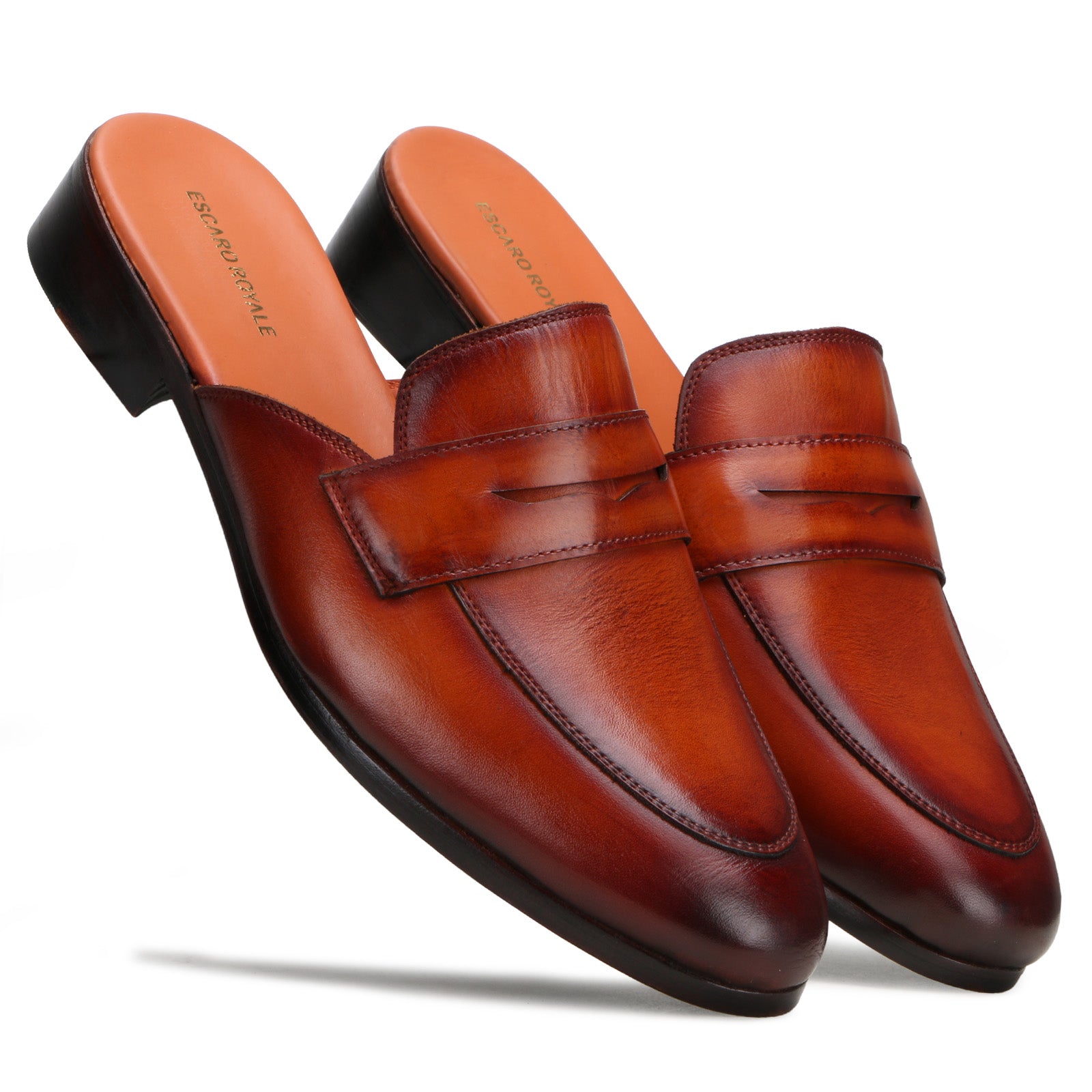 Bethell Penny Mule Slippers in Cognac