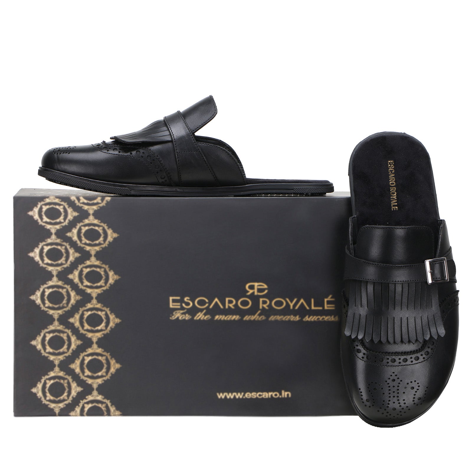 Tristan Kiltie Mule Slippers in Black
