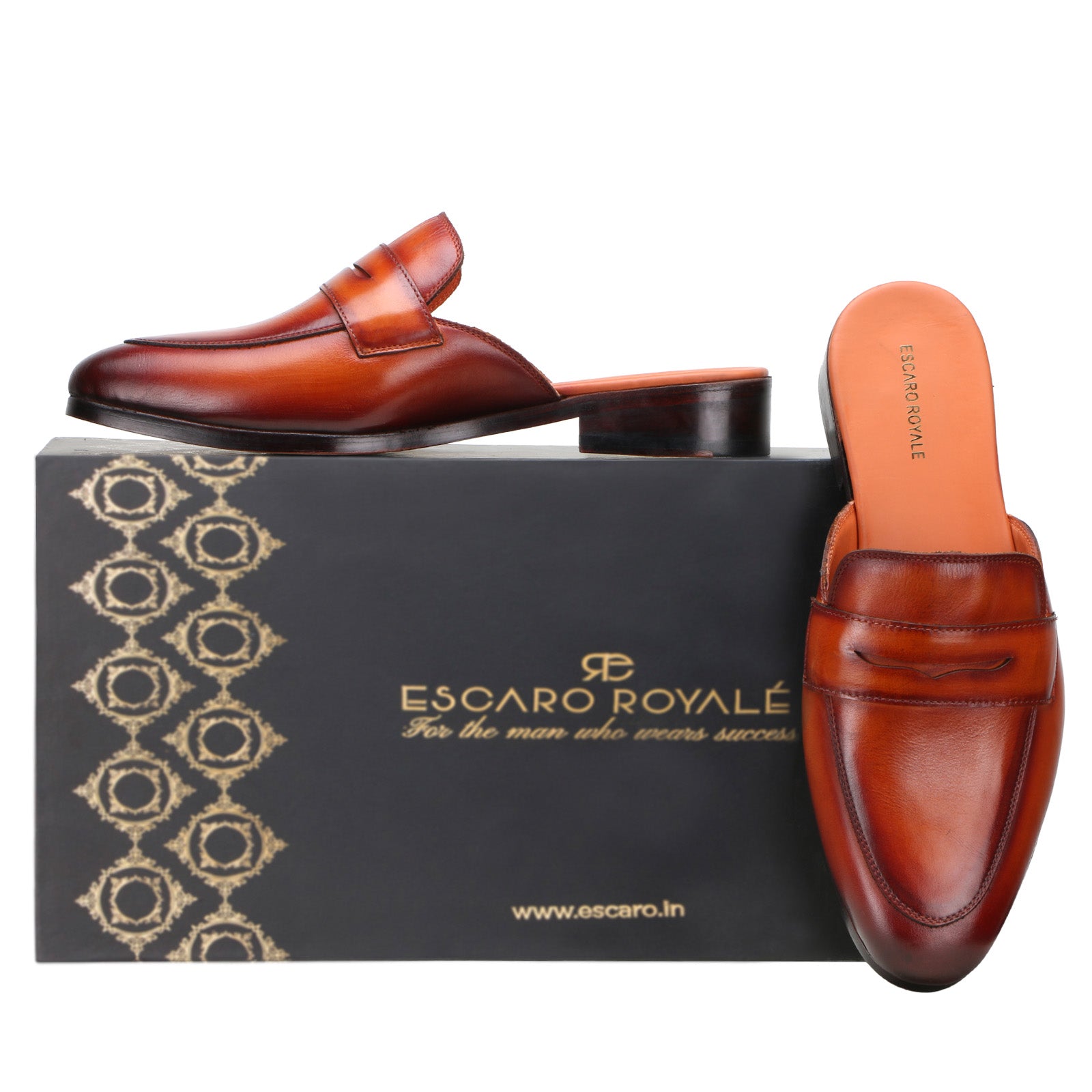 Bethell Penny Mule Slippers in Cognac