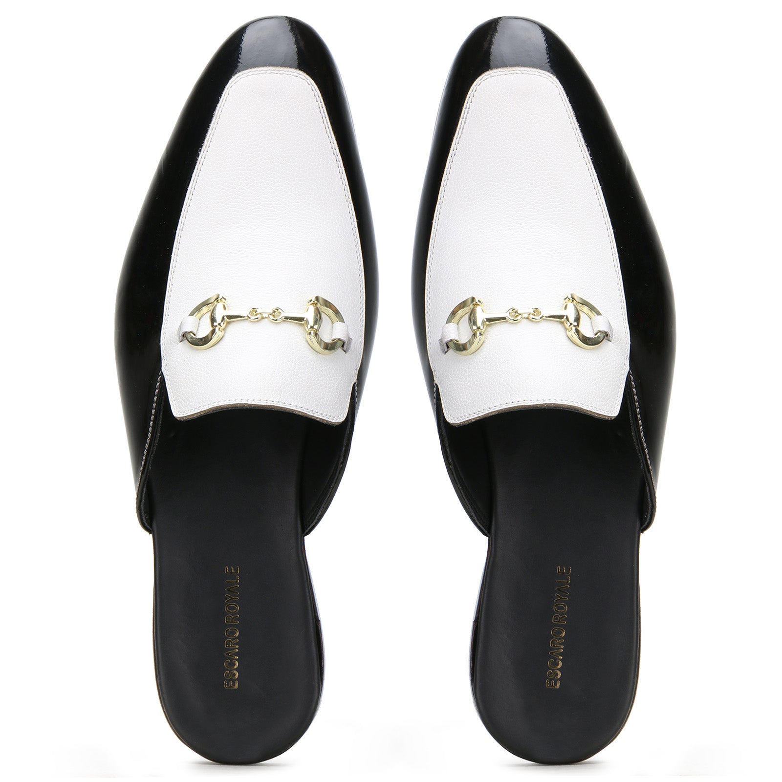 Wilt Horsebit Mule Slippers in Black-White