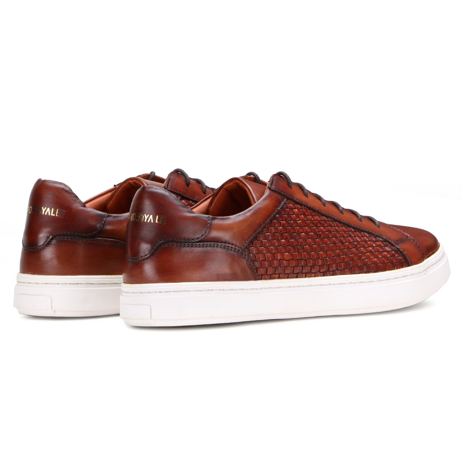 Malone Weaved Sneakers in Cognac/ Tan