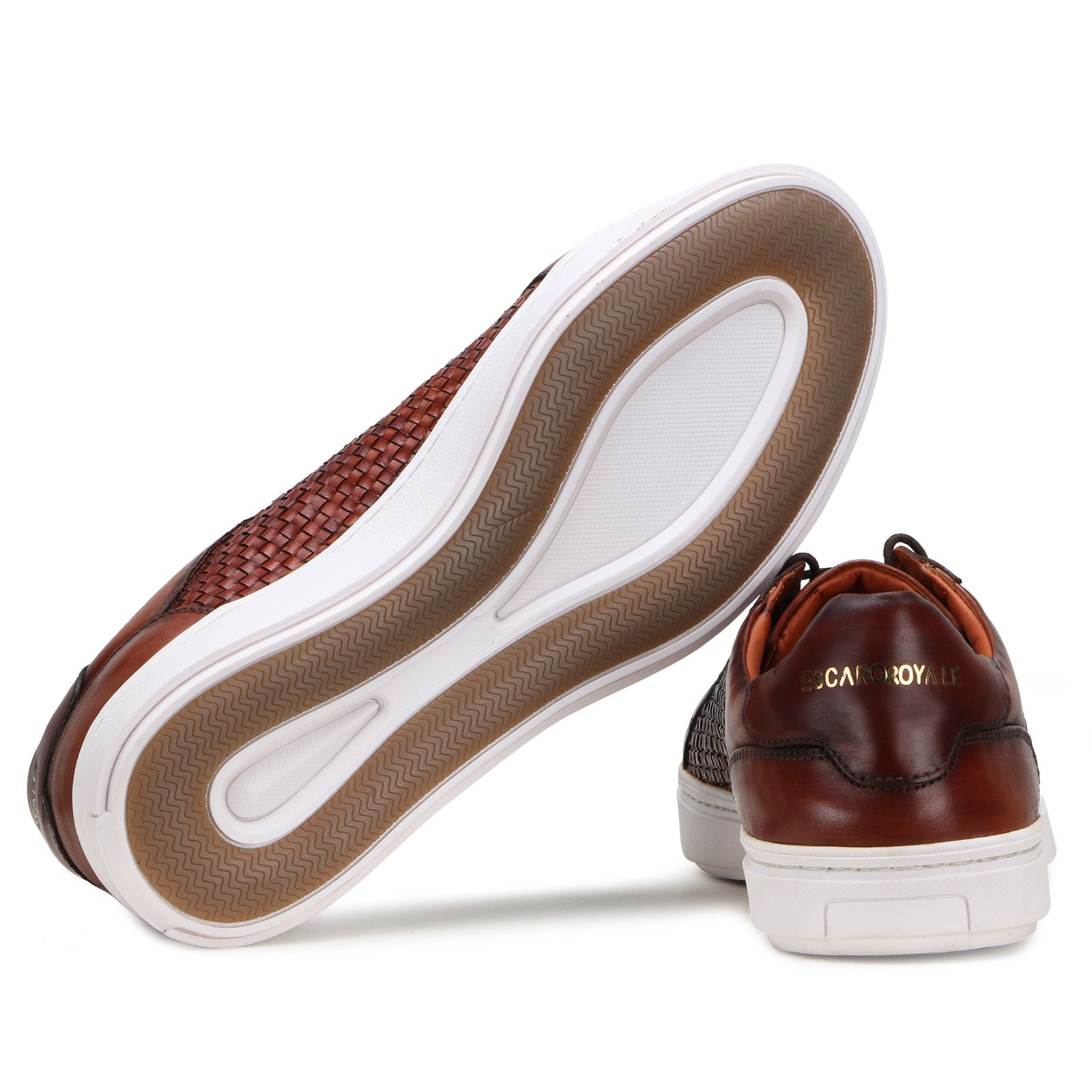Malone Weaved Sneakers in Cognac/ Tan