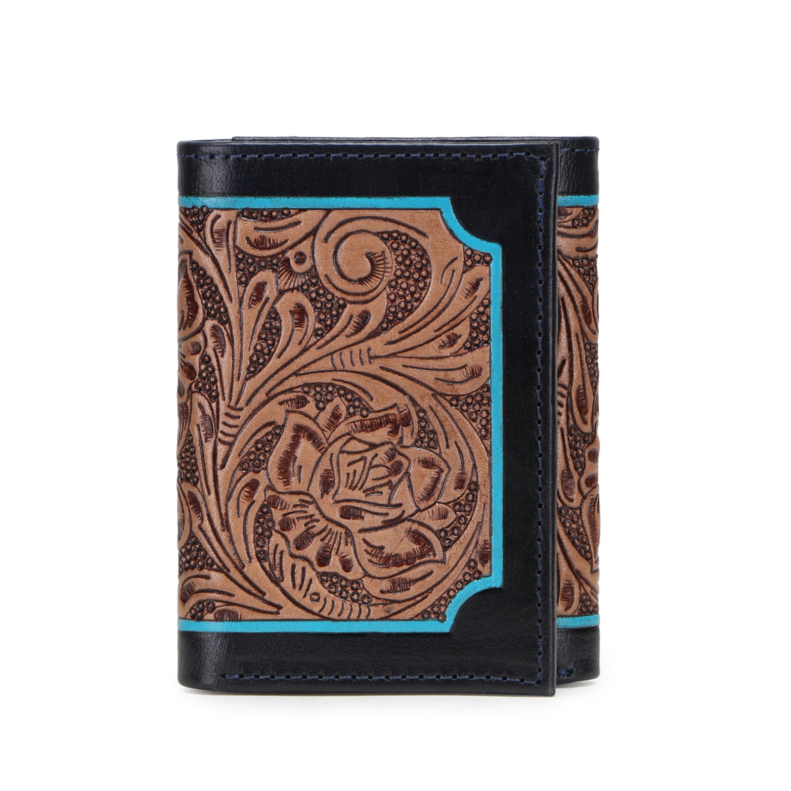 The ZURICH Hand-Tooled Leather Tri-Fold Wallet
