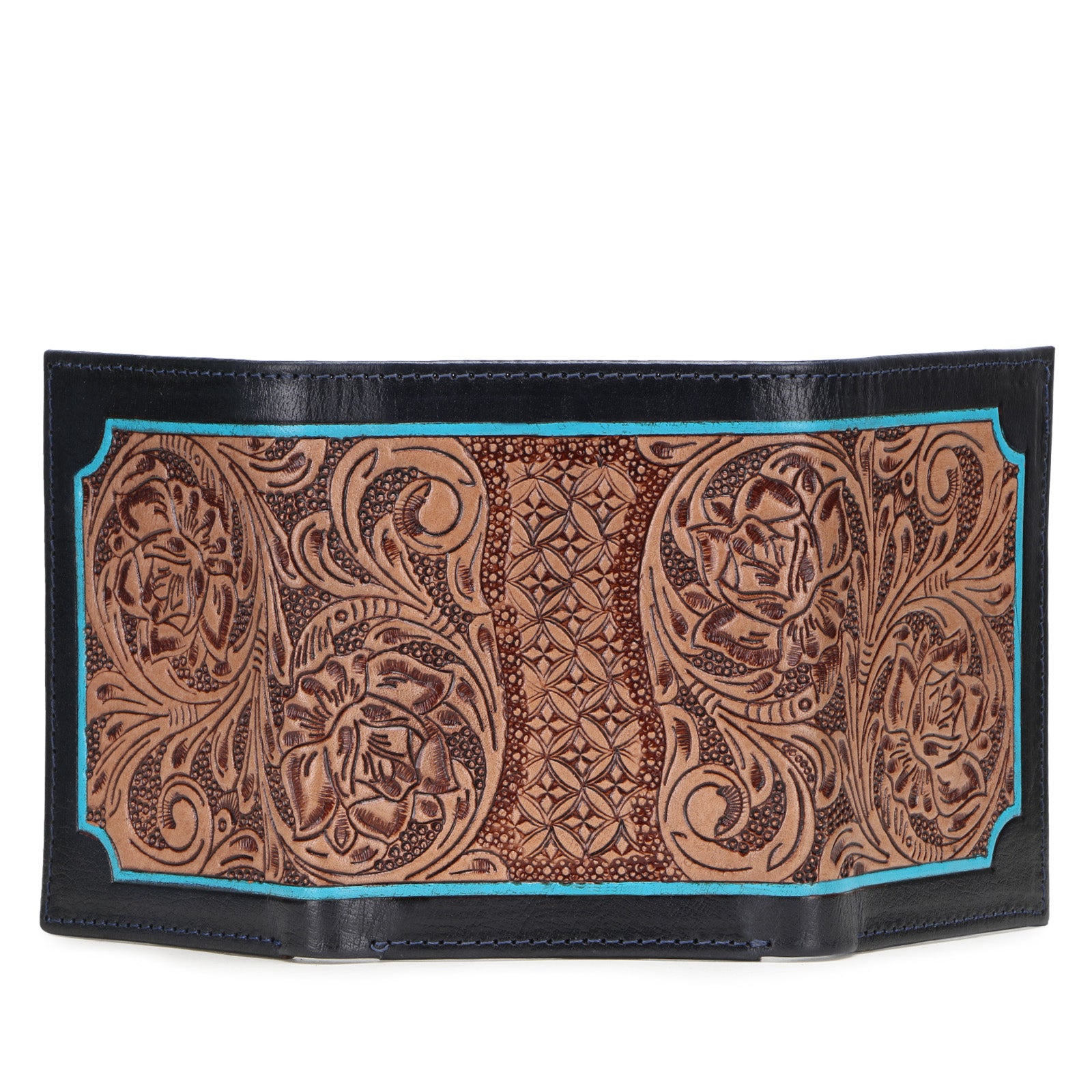 The ZURICH Hand-Tooled Leather Tri-Fold Wallet