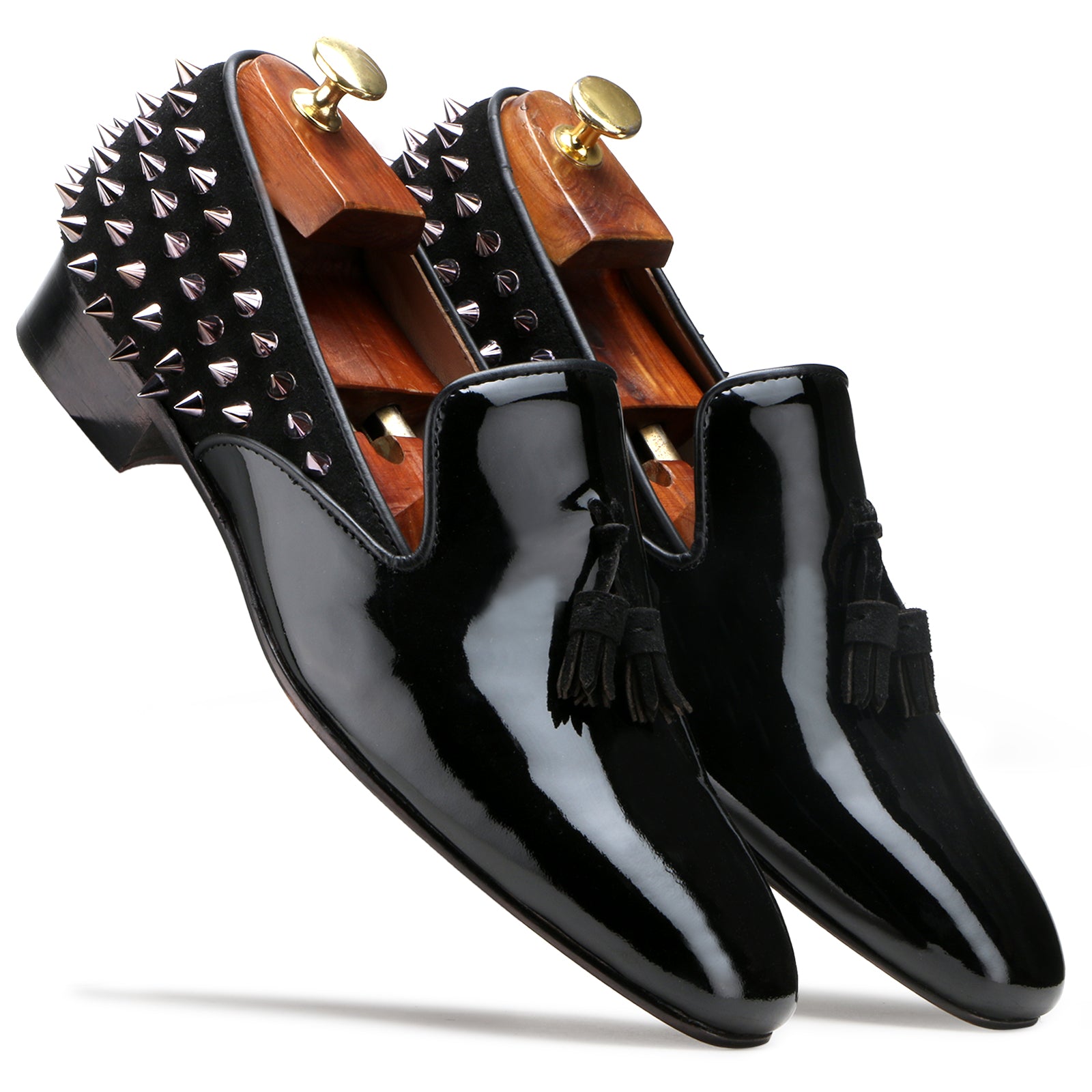 Escaro Royale Fring Black Studded Loafers for Men