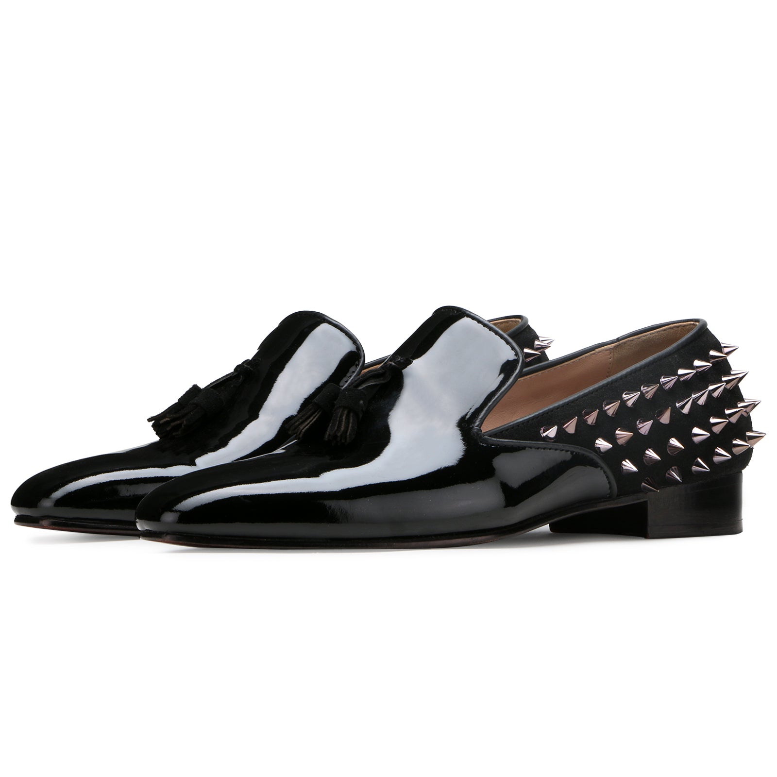 Escaro Royale Fring Black Studded Loafers for Men
