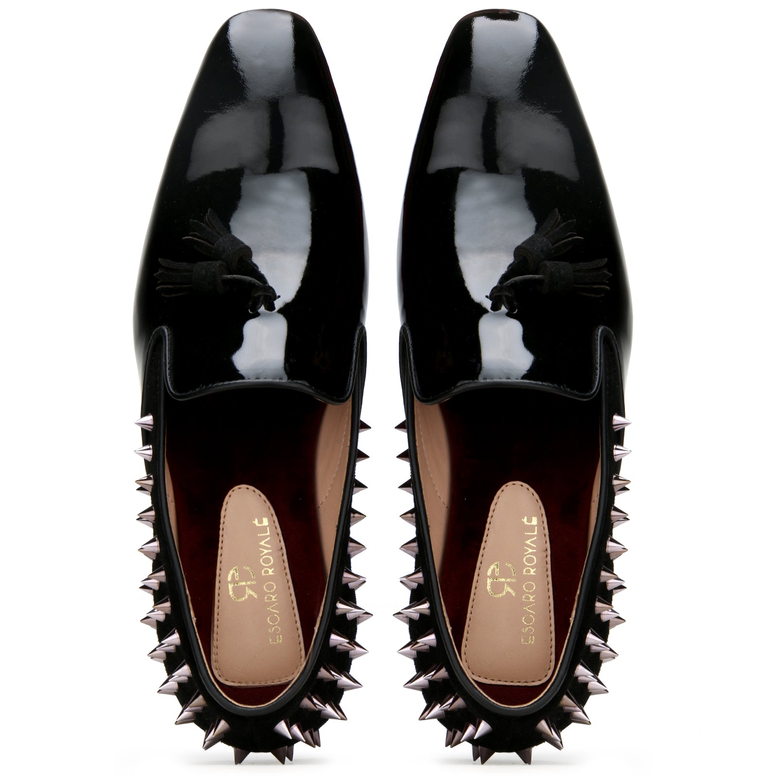 Escaro Royale Fring Black Studded Loafers for Men