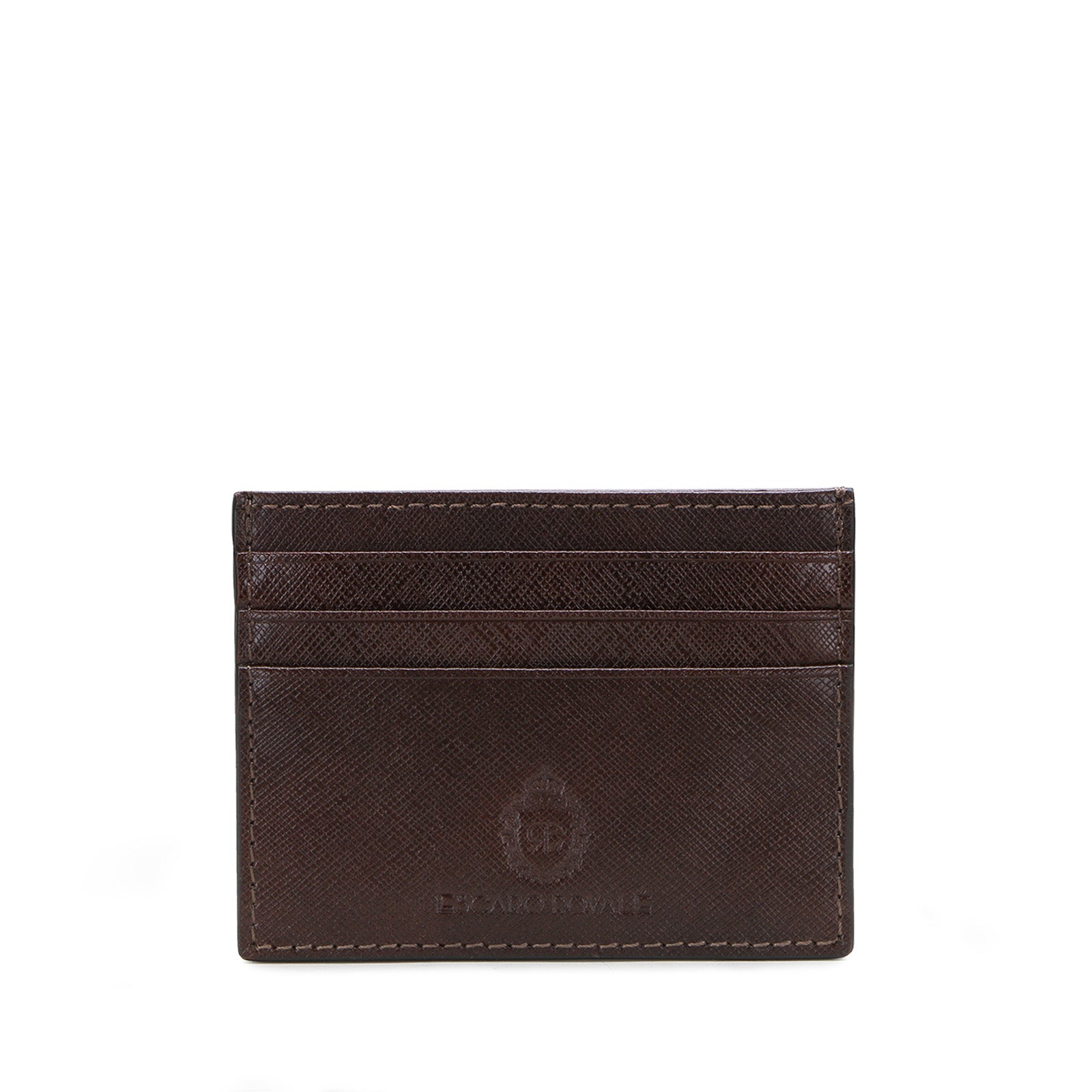 Brown Leather Men Basket Weave Design Luxury Card Holder