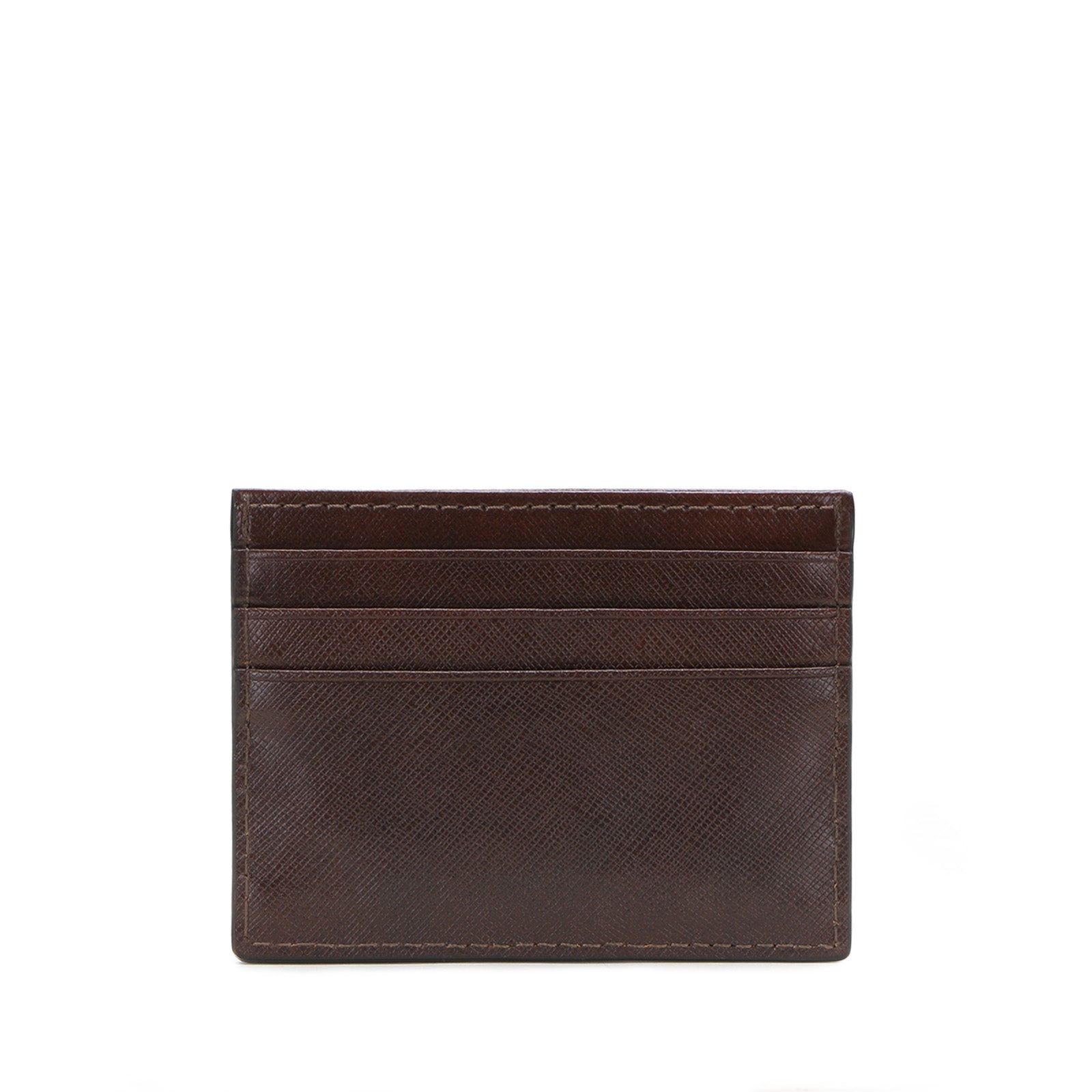 Brown Leather Men Basket Weave Design Luxury Card Holder