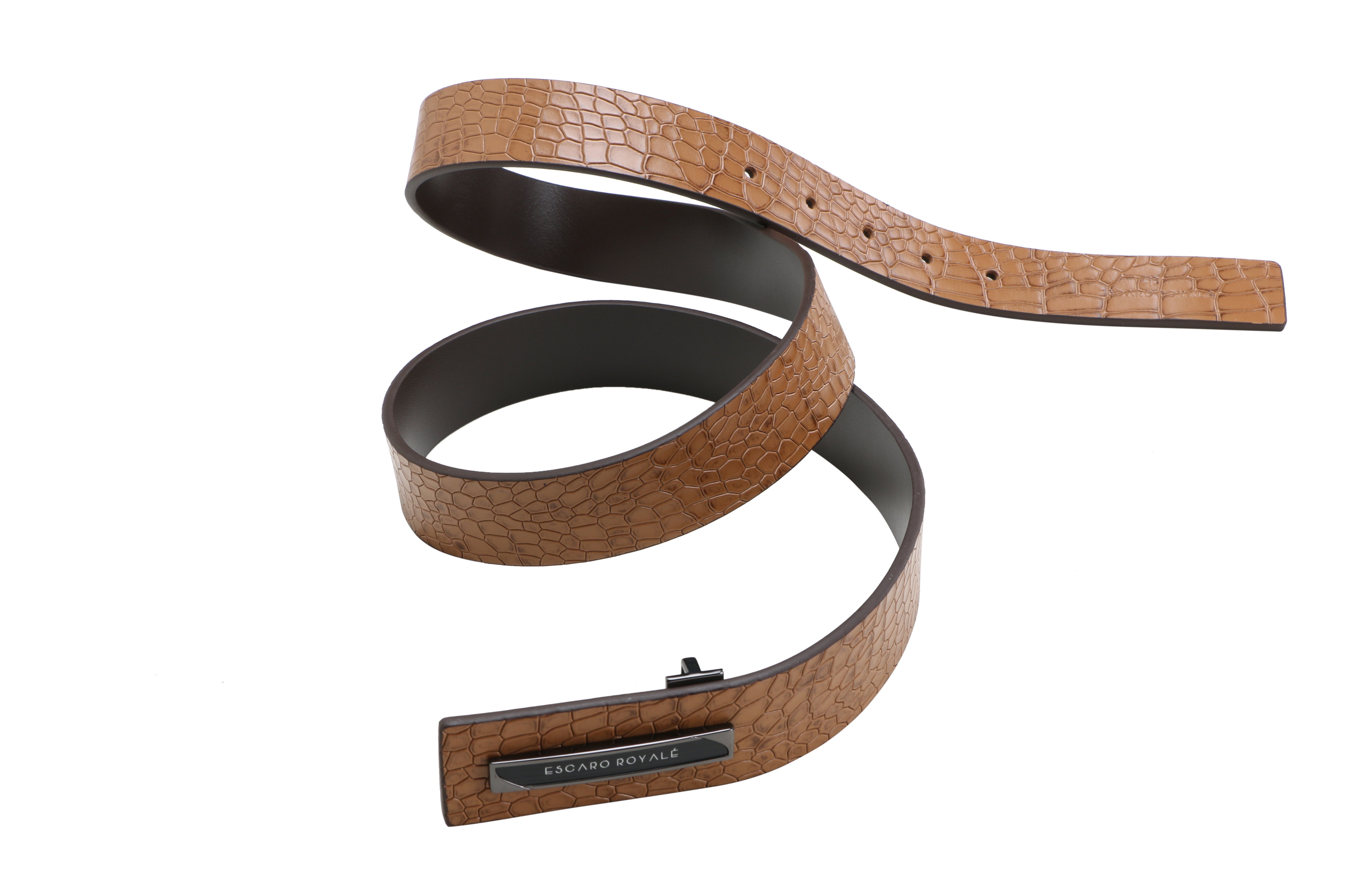 AZEL CROCO Men's Luxury Leather Belt in Tan