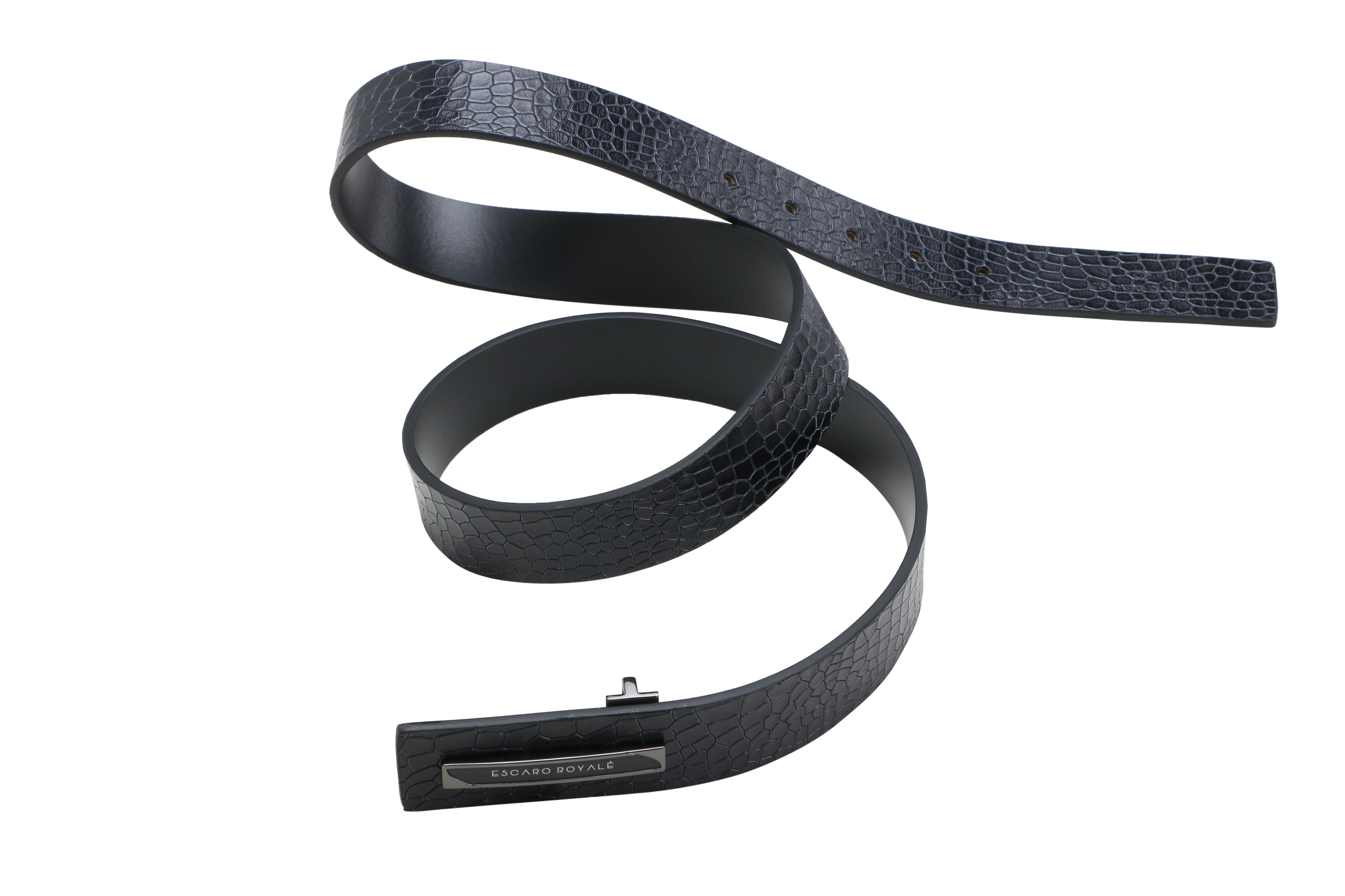 AZEL CROCO Men's Luxury Leather Belt in Blue