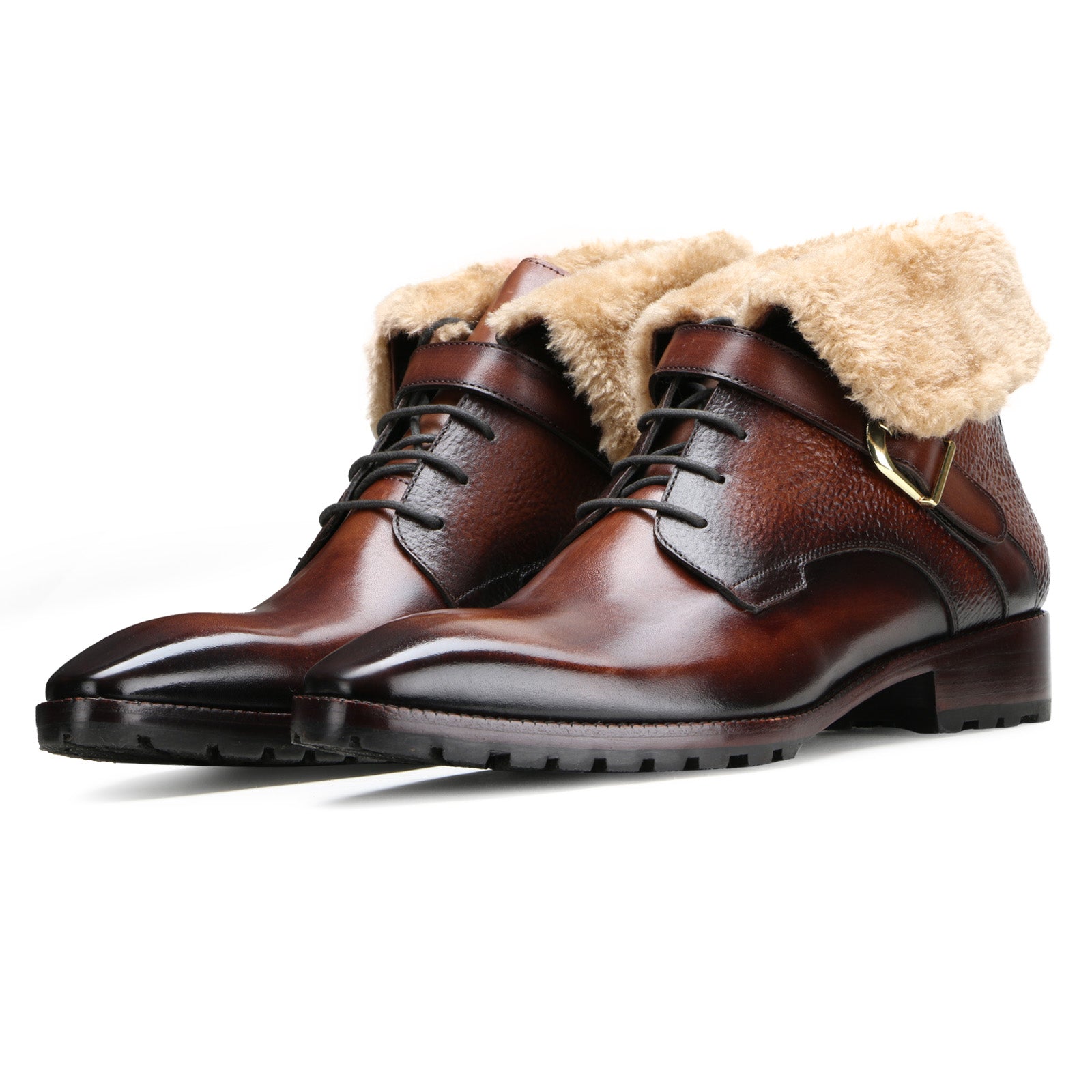 Stalwart Designer Fur Boots in Brown